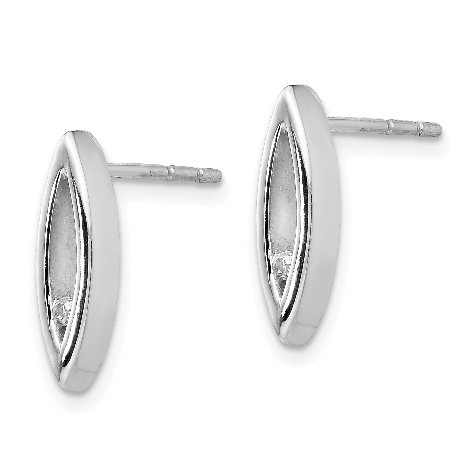 Sterling Silver Rhodium-Plated Diamond Earrings with Polished Finish, Gift Ready Secondary image