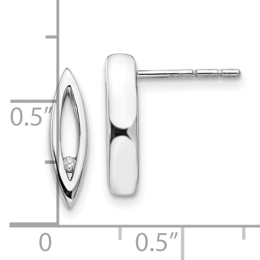 Sterling Silver Rhodium-Plated Diamond Earrings with Polished Finish, Gift Ready