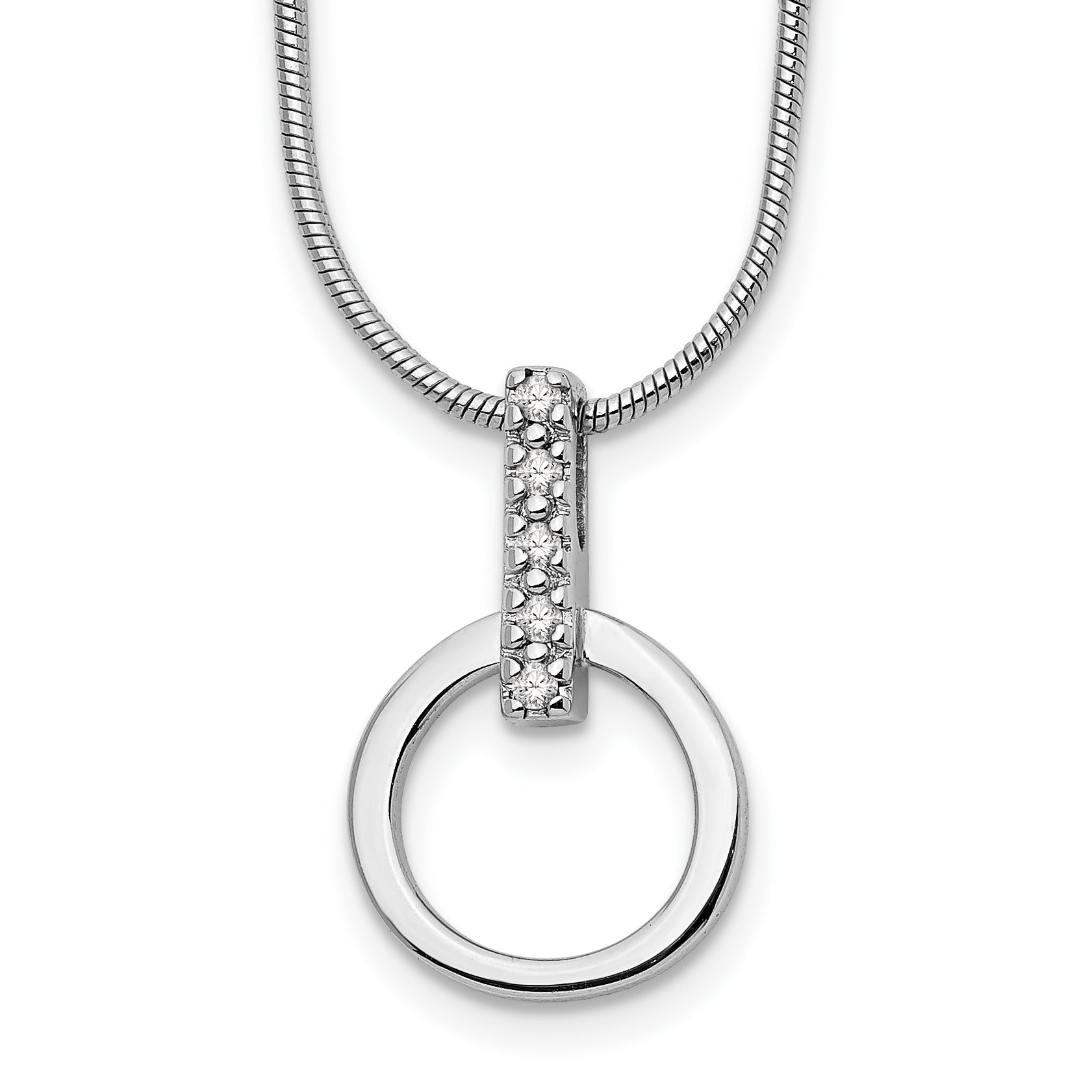 White Ice Sterling Silver Rhodium-plated 18 Inch Open Circle Diamond Necklace with 2 Inch Extender Main image