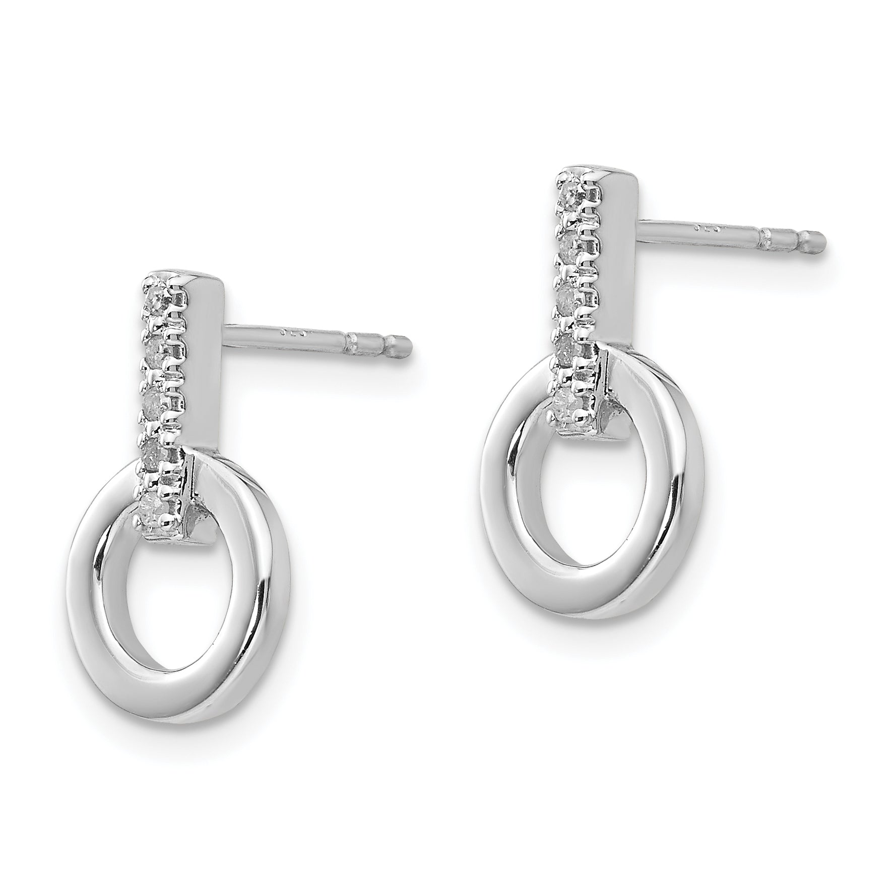 Sophia Jewelers Sterling Silver Diamond Drop Earrings with Rhodium Polish Secondary image
