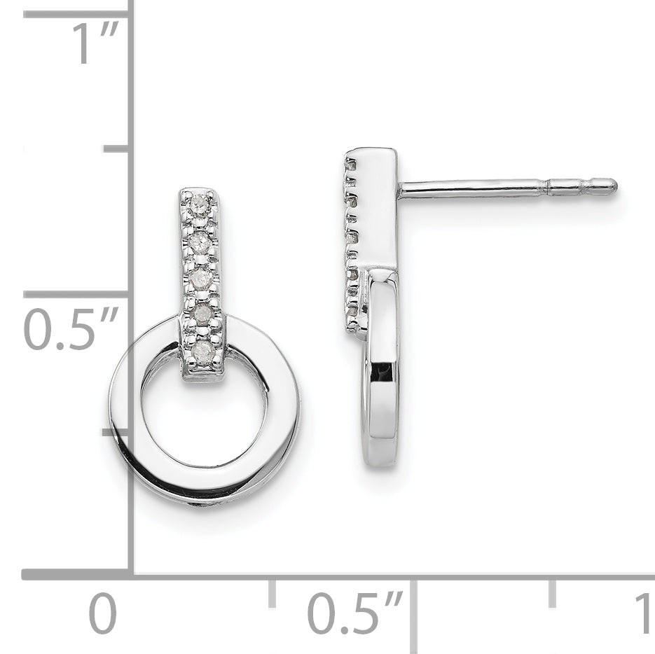 Sophia Jewelers Sterling Silver Diamond Drop Earrings with Rhodium Polish
