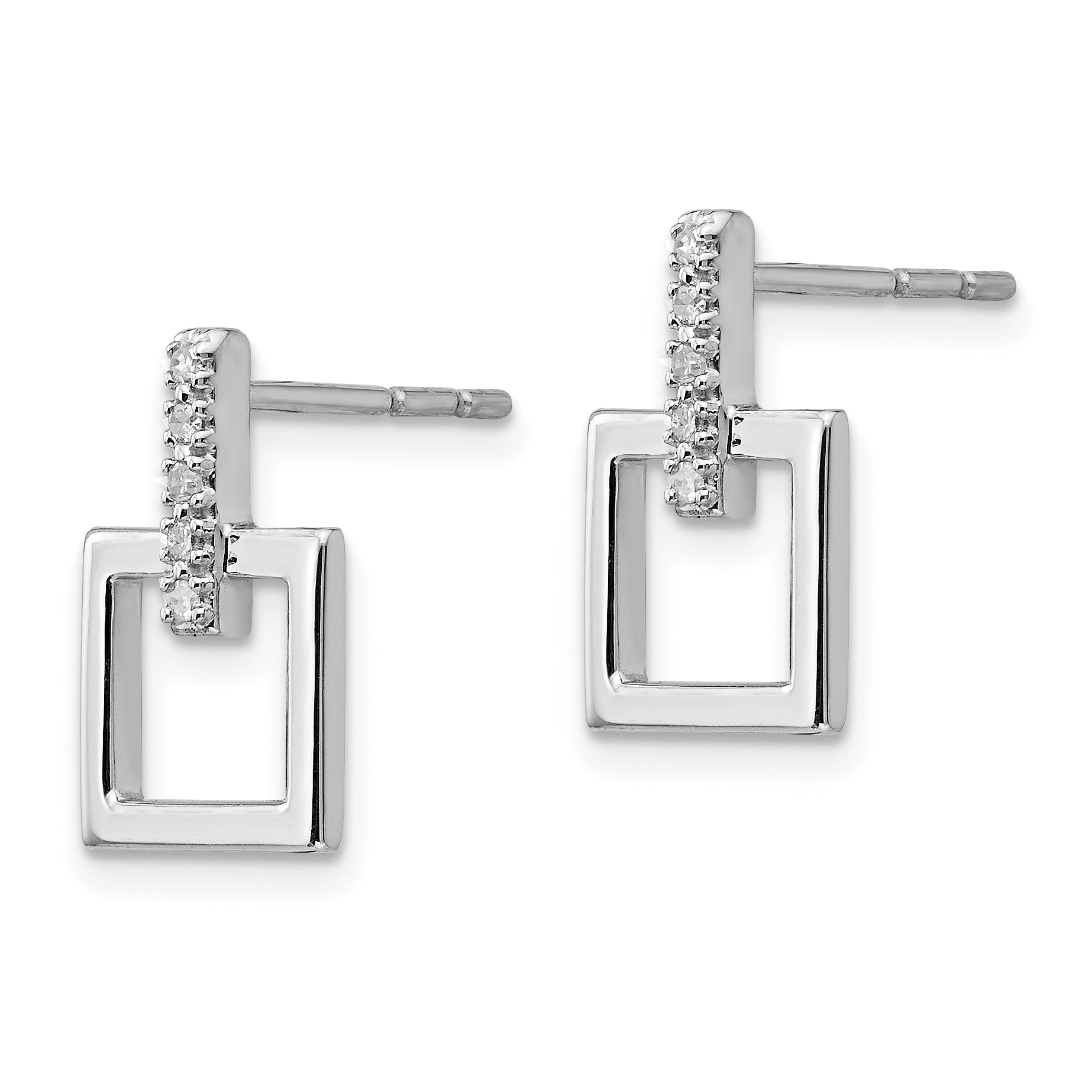 Sophia Jewelers Sterling Silver Rhodium-Plated Diamond Dangle Earrings Secondary image