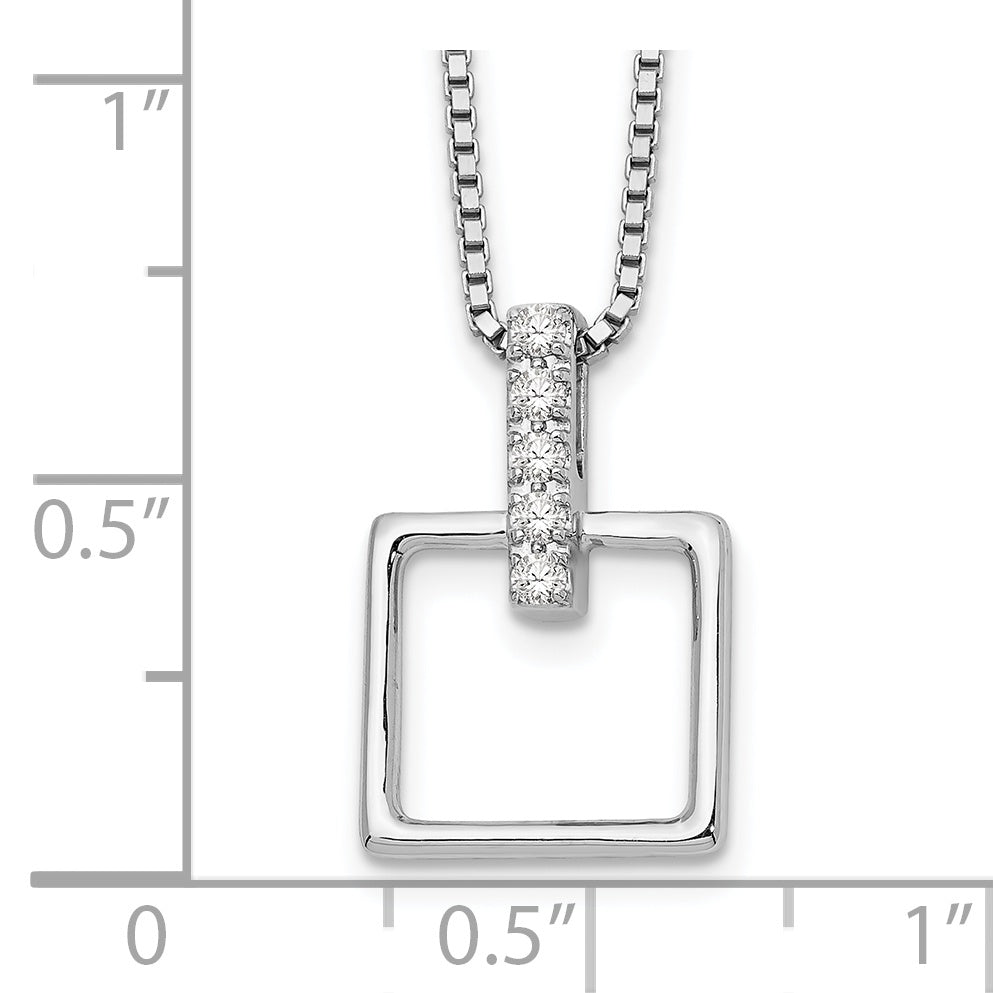 White Ice Sterling Silver Rhodium-plated 18 Inch Diamond Open Squared Necklace with 2 Inch Extender