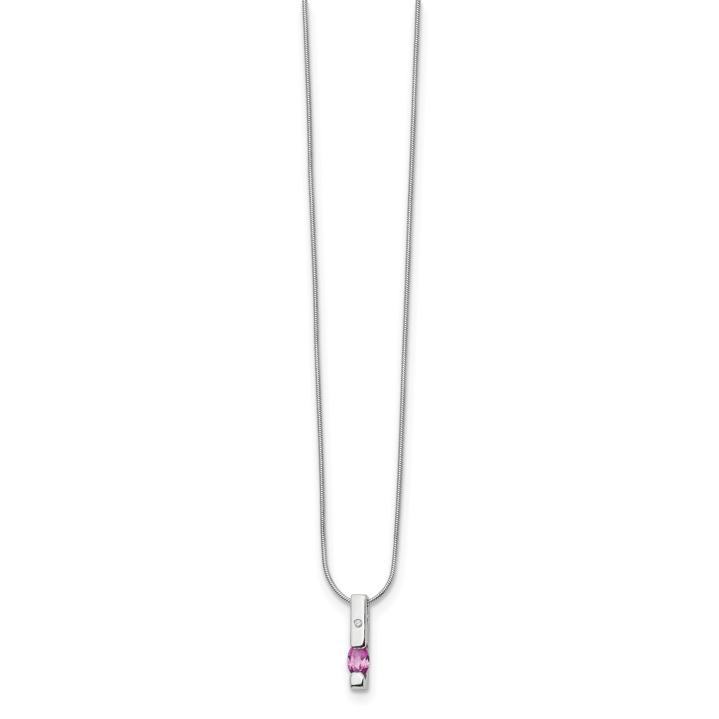 White Ice Sterling Silver Necklace with Diamond & Pink Tourmaline