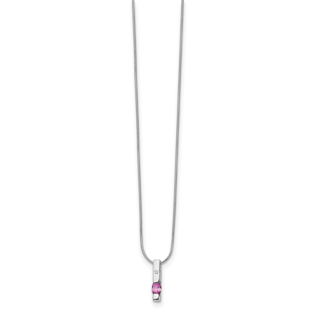 White Ice Sterling Silver Necklace with Diamond & Pink Tourmaline