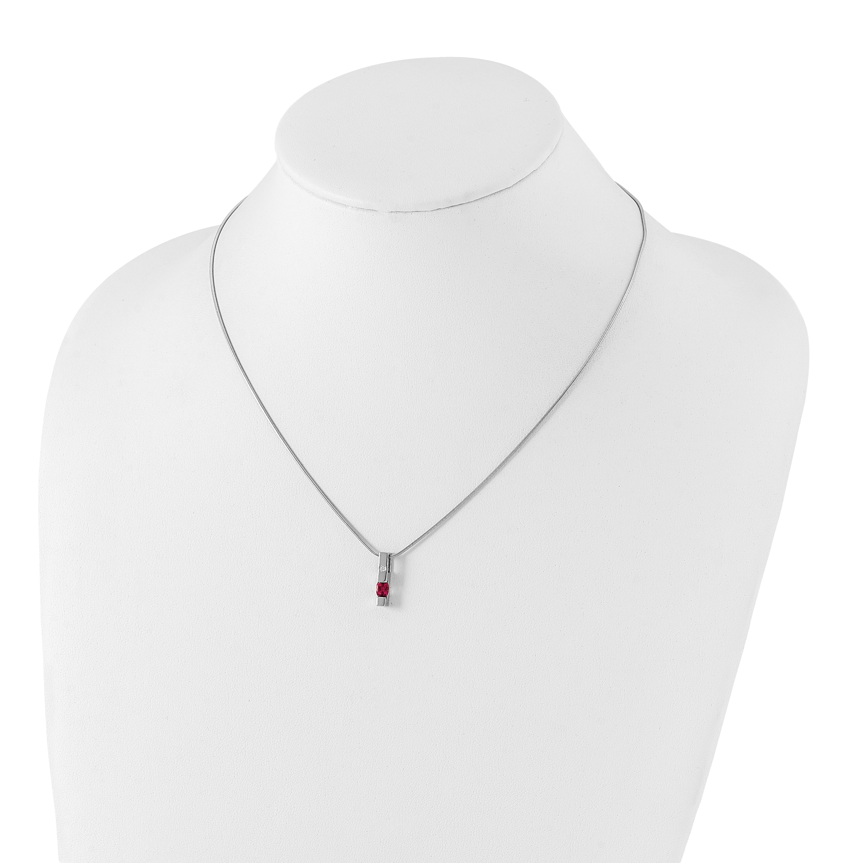White Ice Sterling Silver Necklace with Diamond & Pink Tourmaline