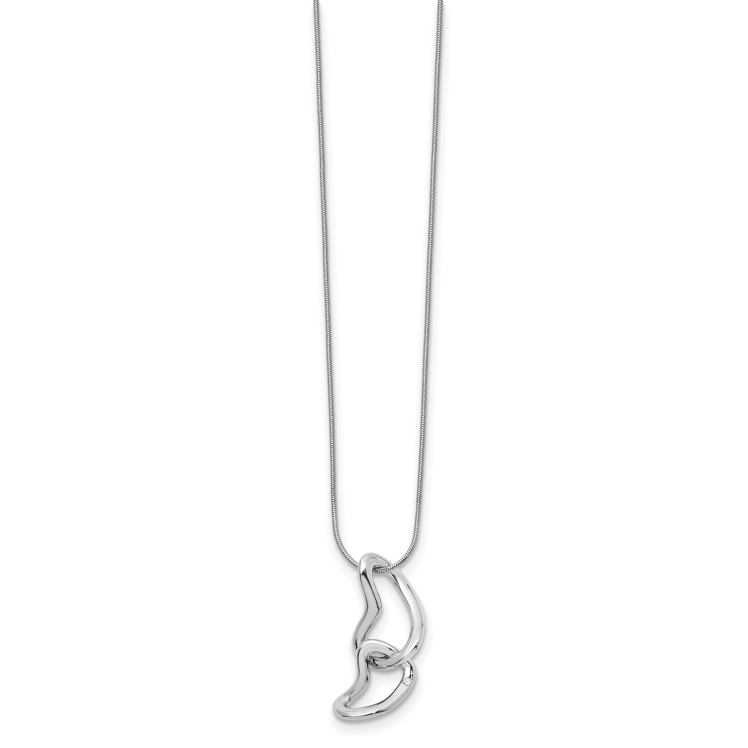 White Ice Sterling Silver Diamond Heart Necklace with Polished Finish Extender Secondary image