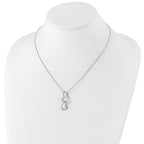 White Ice Sterling Silver Diamond Heart Necklace with Polished Finish Extender