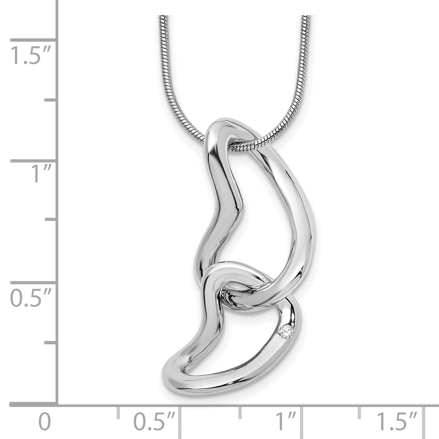White Ice Sterling Silver Diamond Heart Necklace with Polished Finish Extender