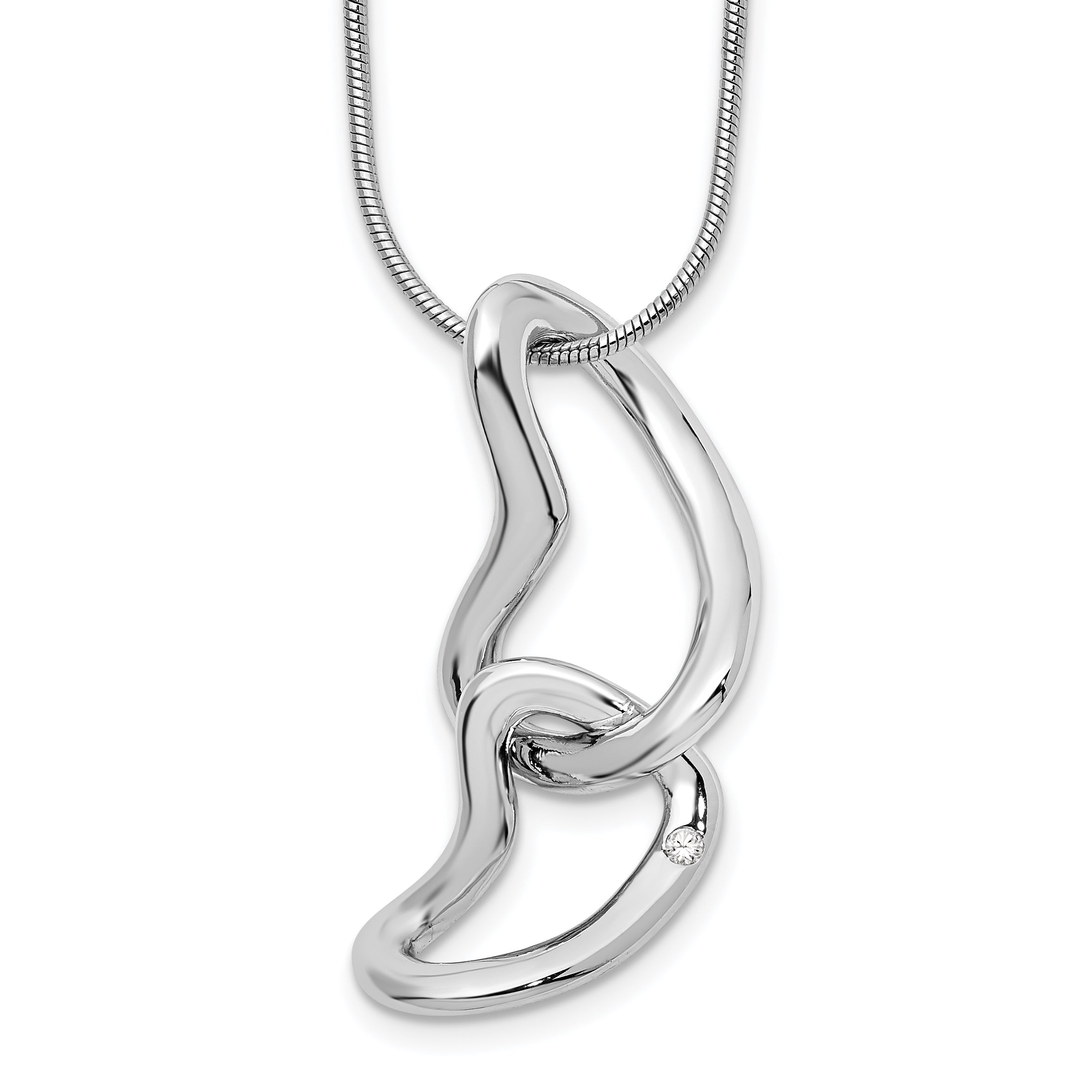 White Ice Sterling Silver Rhodium-plated 18 Inch Diamond Hearts Necklace with 2 Inch Extender Main image