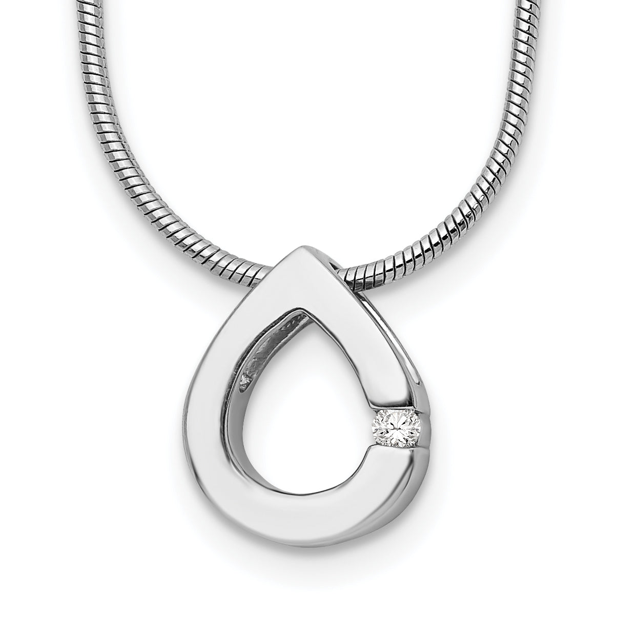 White Ice Sterling Silver Rhodium-plated 18 Inch Diamond Teardrop Necklace with 2 Inch Extender Main image