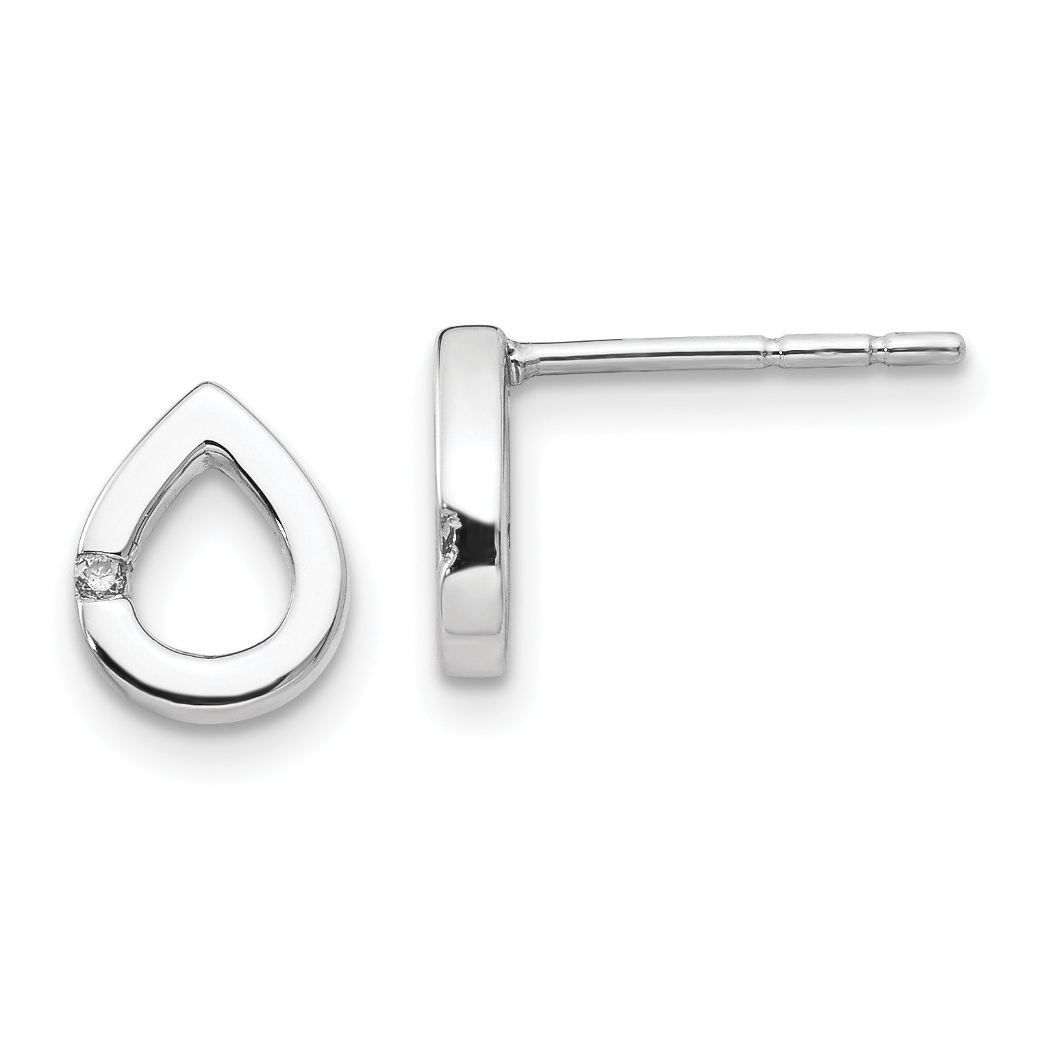 White Ice Sterling Silver Rhodium-plated Diamond Teardrop Post Earrings Main image