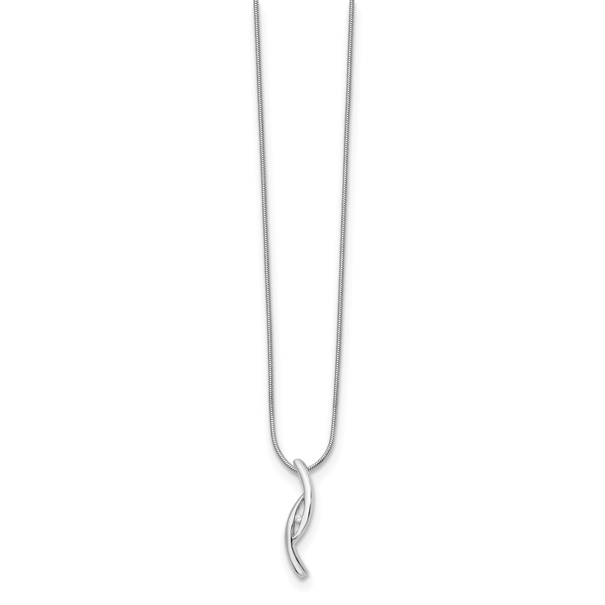 Sophia Jewelers Sterling Silver Diamond Necklace with Rhodium-Plated Elegance