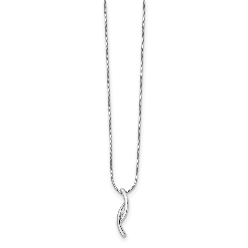 Sophia Jewelers Sterling Silver Diamond Necklace with Rhodium-Plated Elegance