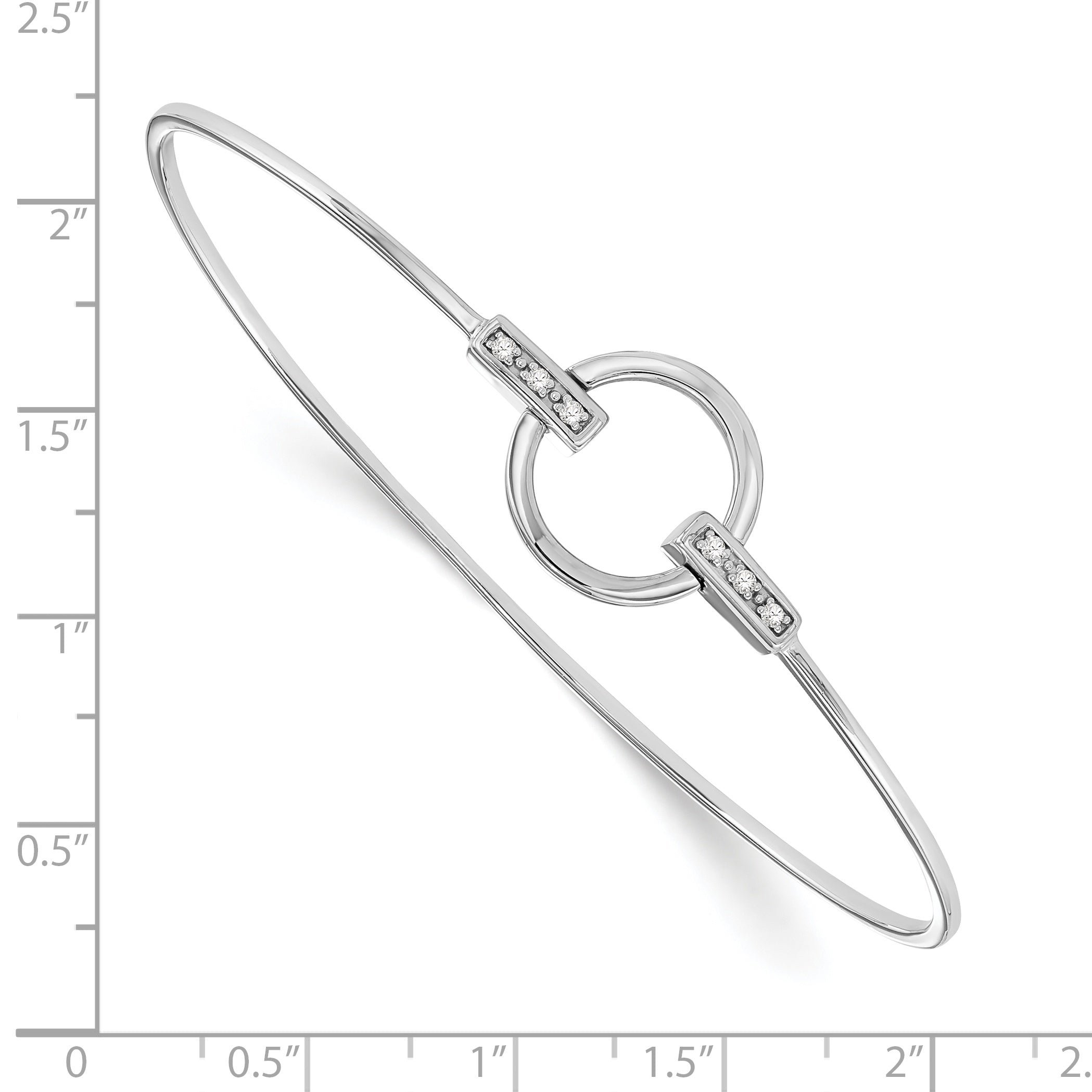 White Ice Sterling Silver Diamond Bangle with Rhodium Polish Gift Ready Secondary image