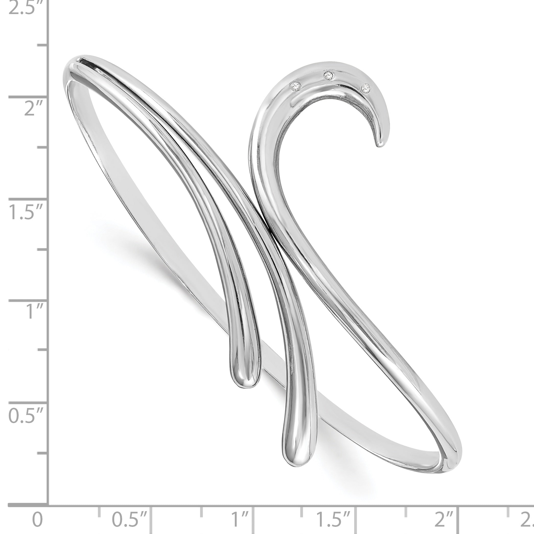 Sophia Jewelers Sterling Silver Diamond Swirl Bangle Polished & Gift Ready Secondary image