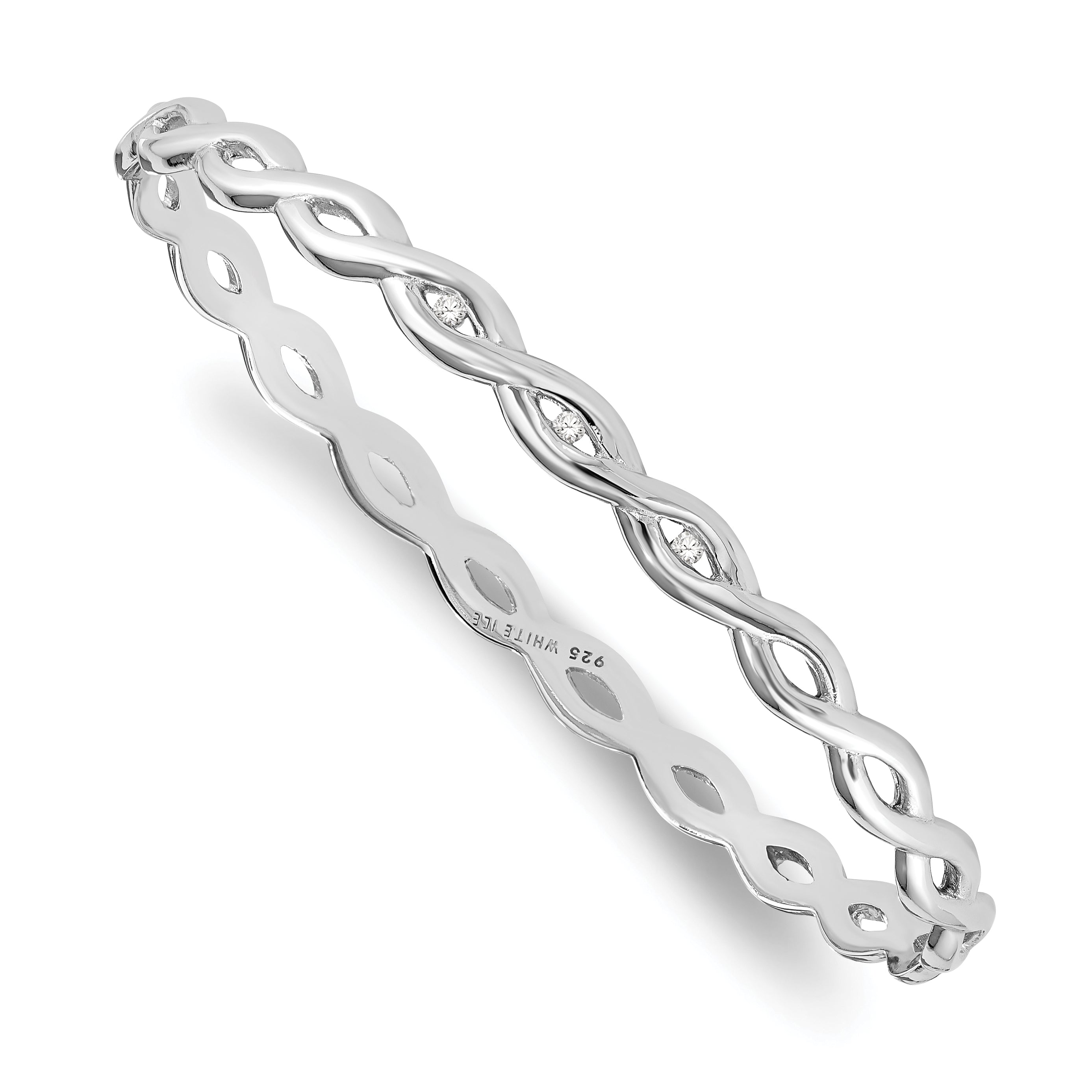 White Ice Sterling Silver Rhodium-plated Diamond Twist Bangle Main image