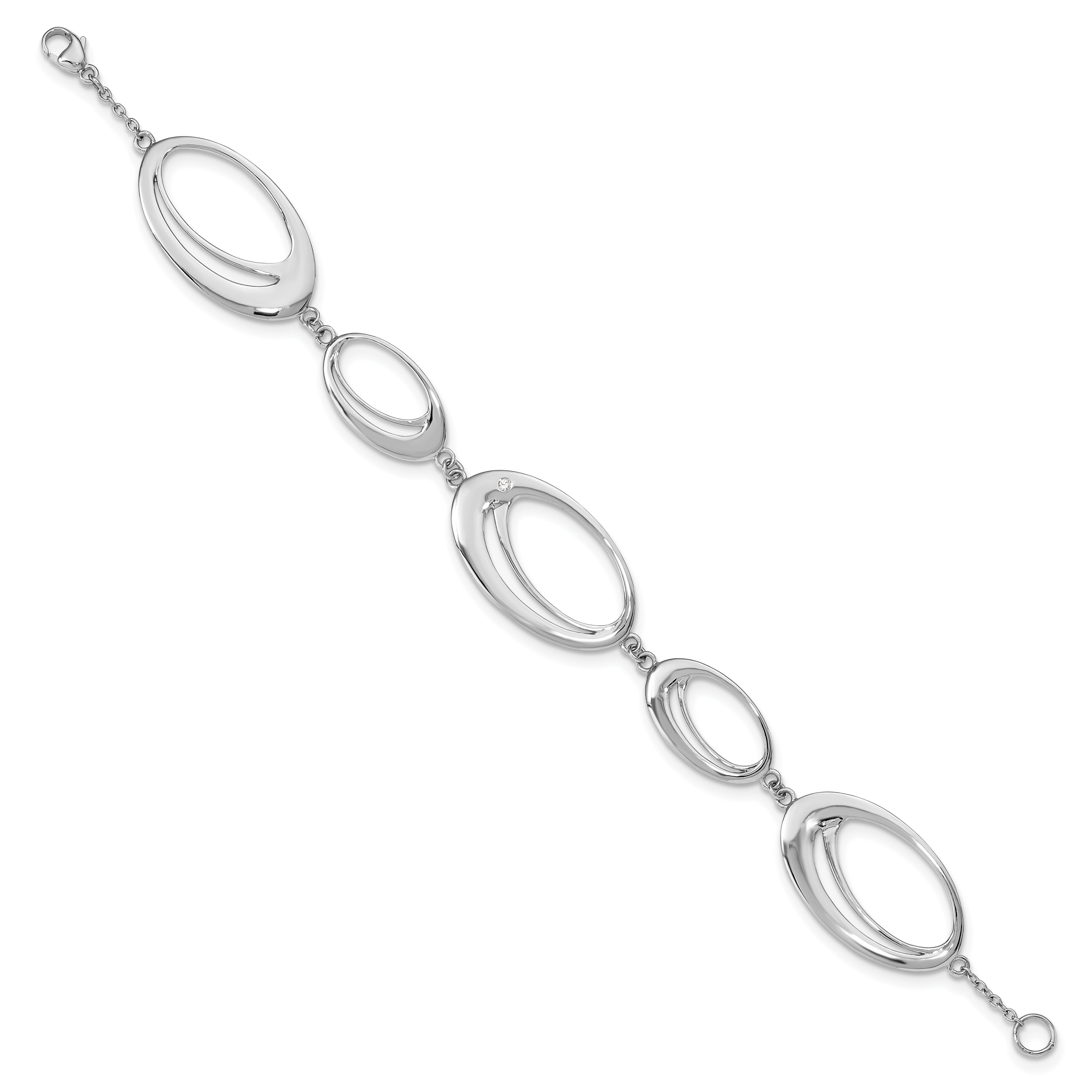 White Ice Sterling Silver Rhodium-plated Diamond 7 Inch Fancy Ovals Bracelet Secondary image