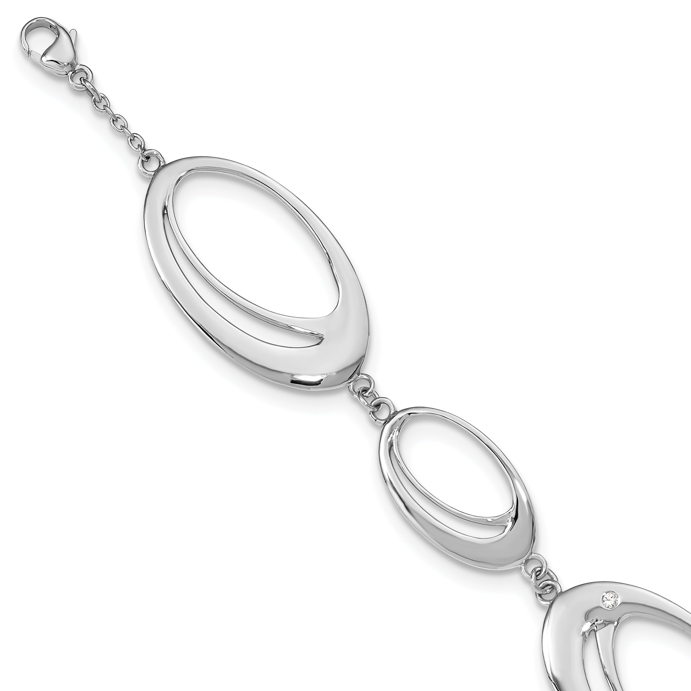 White Ice Sterling Silver Rhodium-plated Diamond 7 Inch Fancy Ovals Bracelet Main image