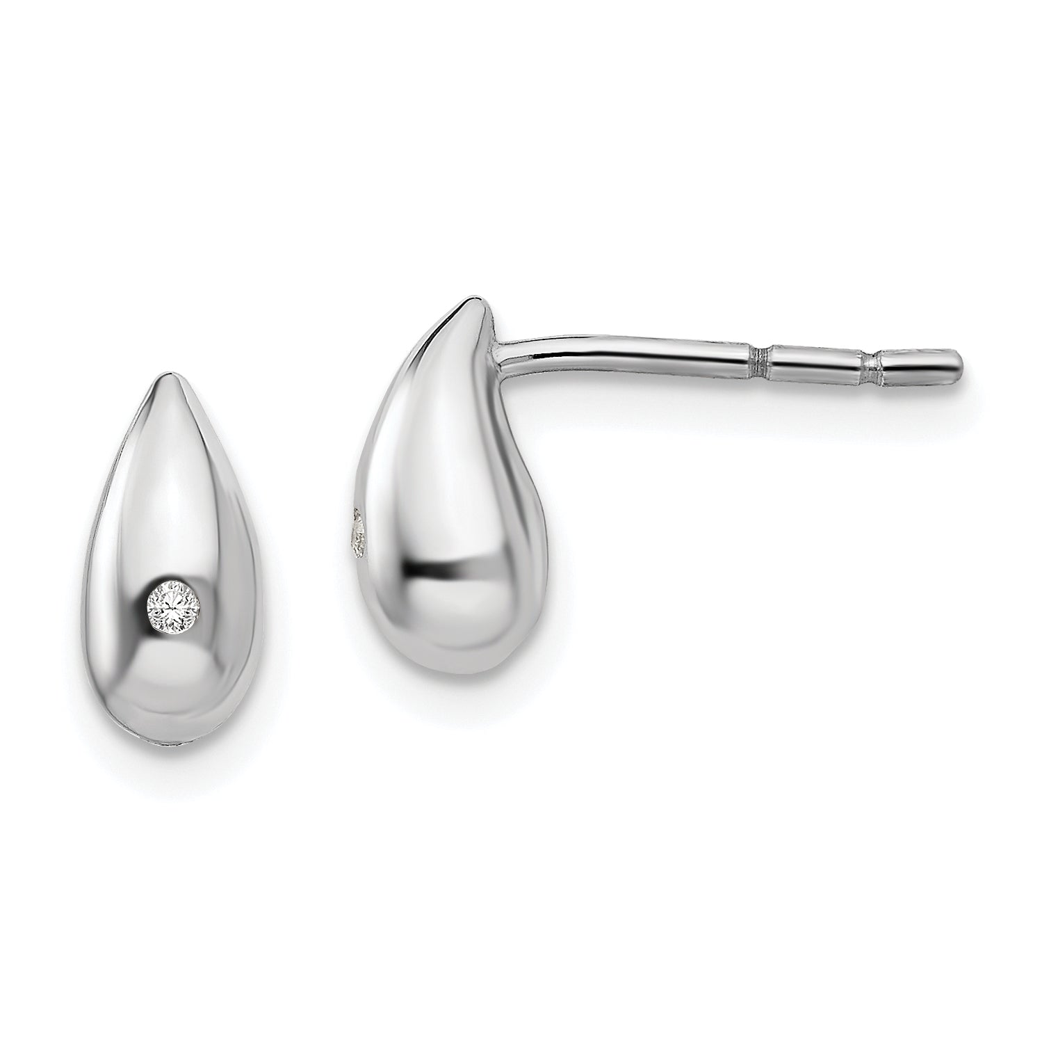 White Ice Sterling Silver Rhodium-plated Diamond Teardrop Post Earrings Main image