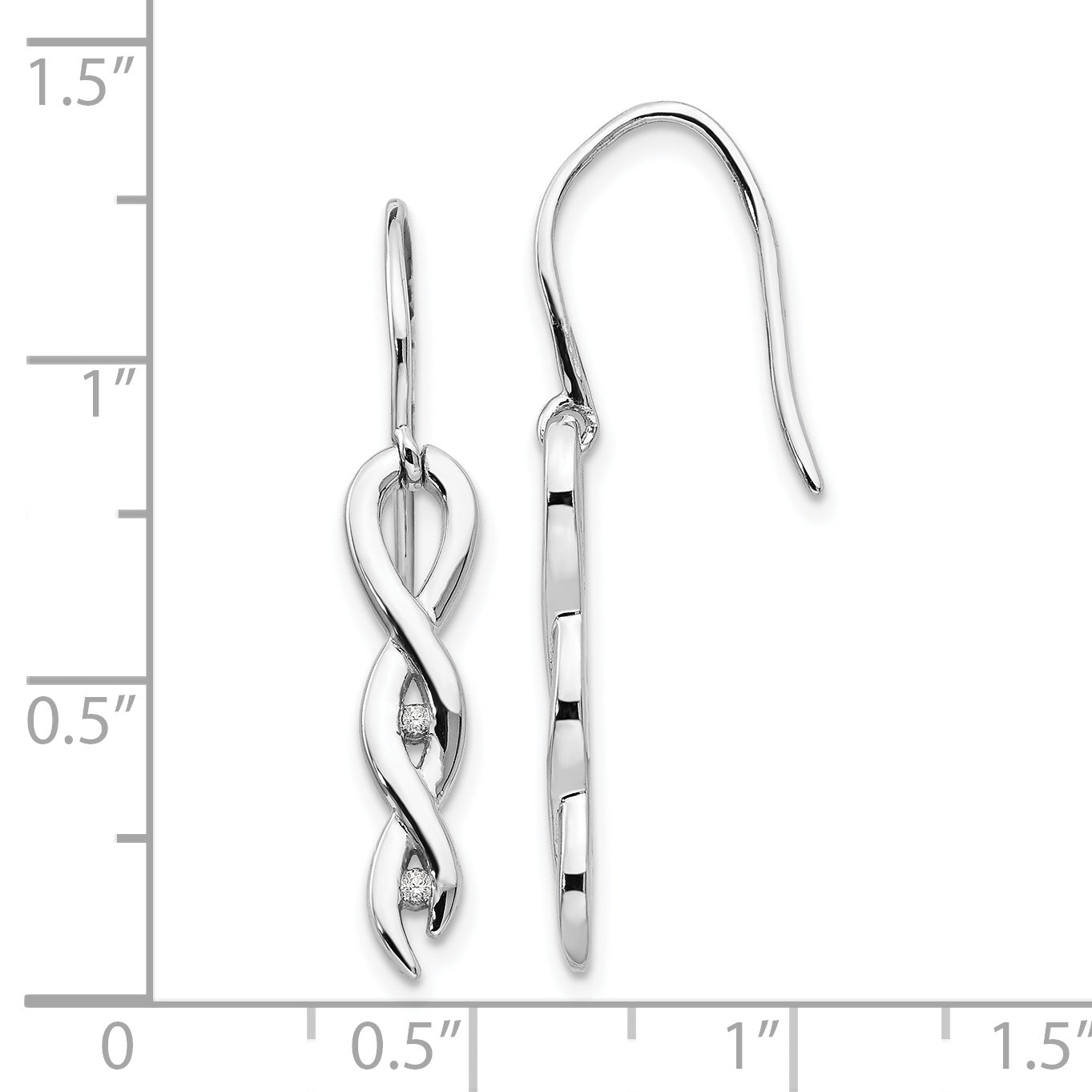 Sophia Jewelers 925 Silver Diamond Twist Dangle Earrings with Rhodium Finish