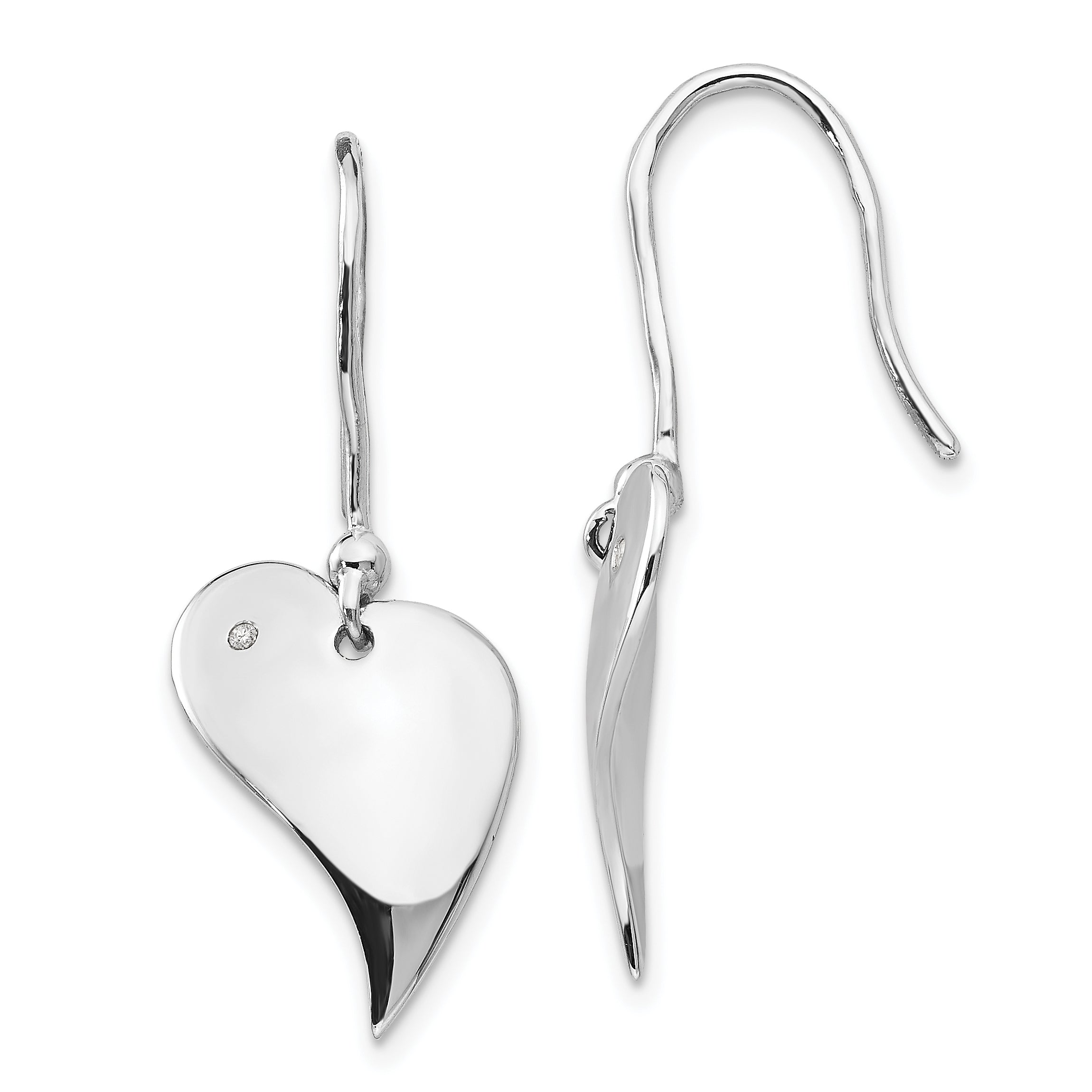 White Ice Sterling Silver Rhodium-plated Diamond Heart Earrings Main image