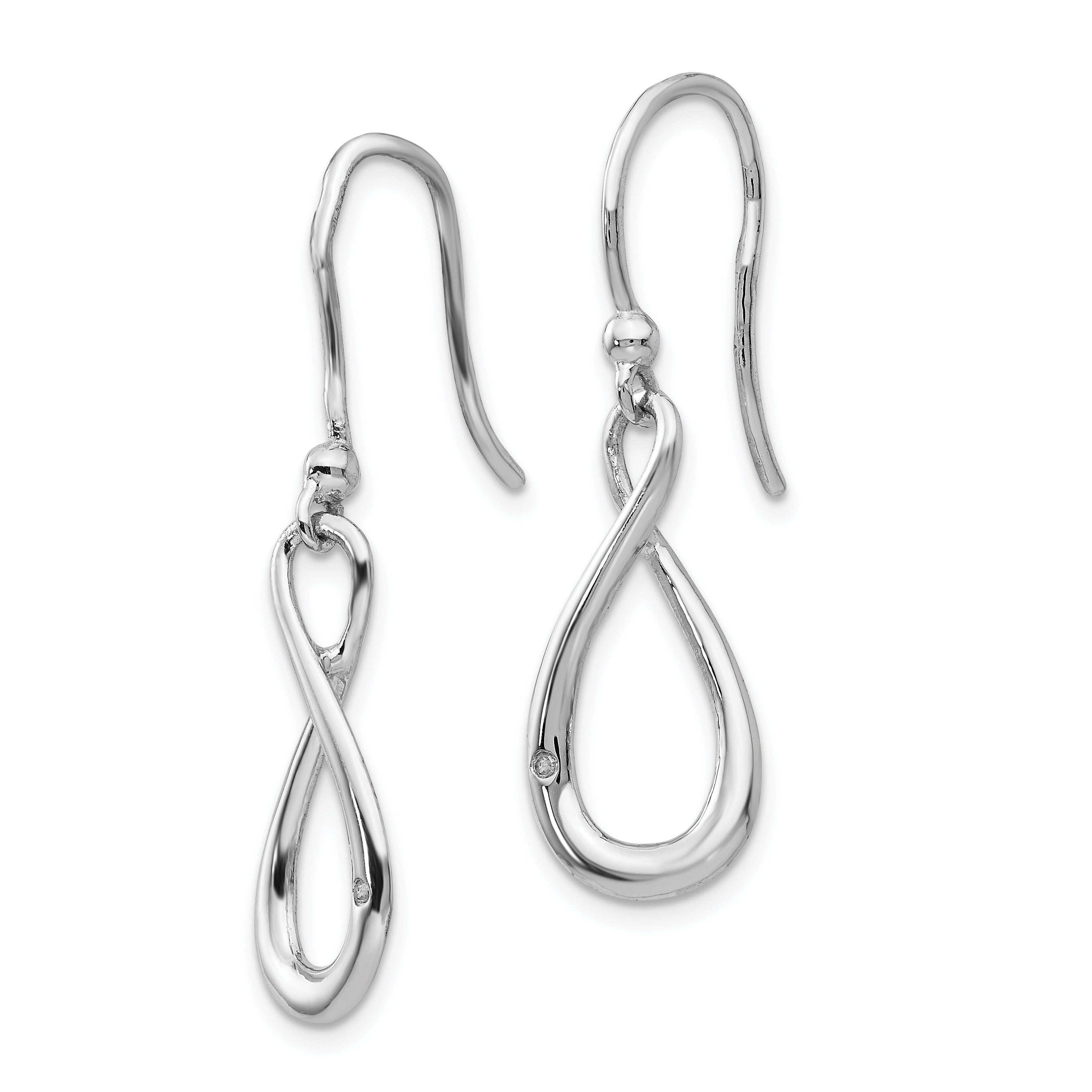 Sophia Jewelers Sterling Silver Diamond Dangle Earrings with Rhodium Finish Secondary image