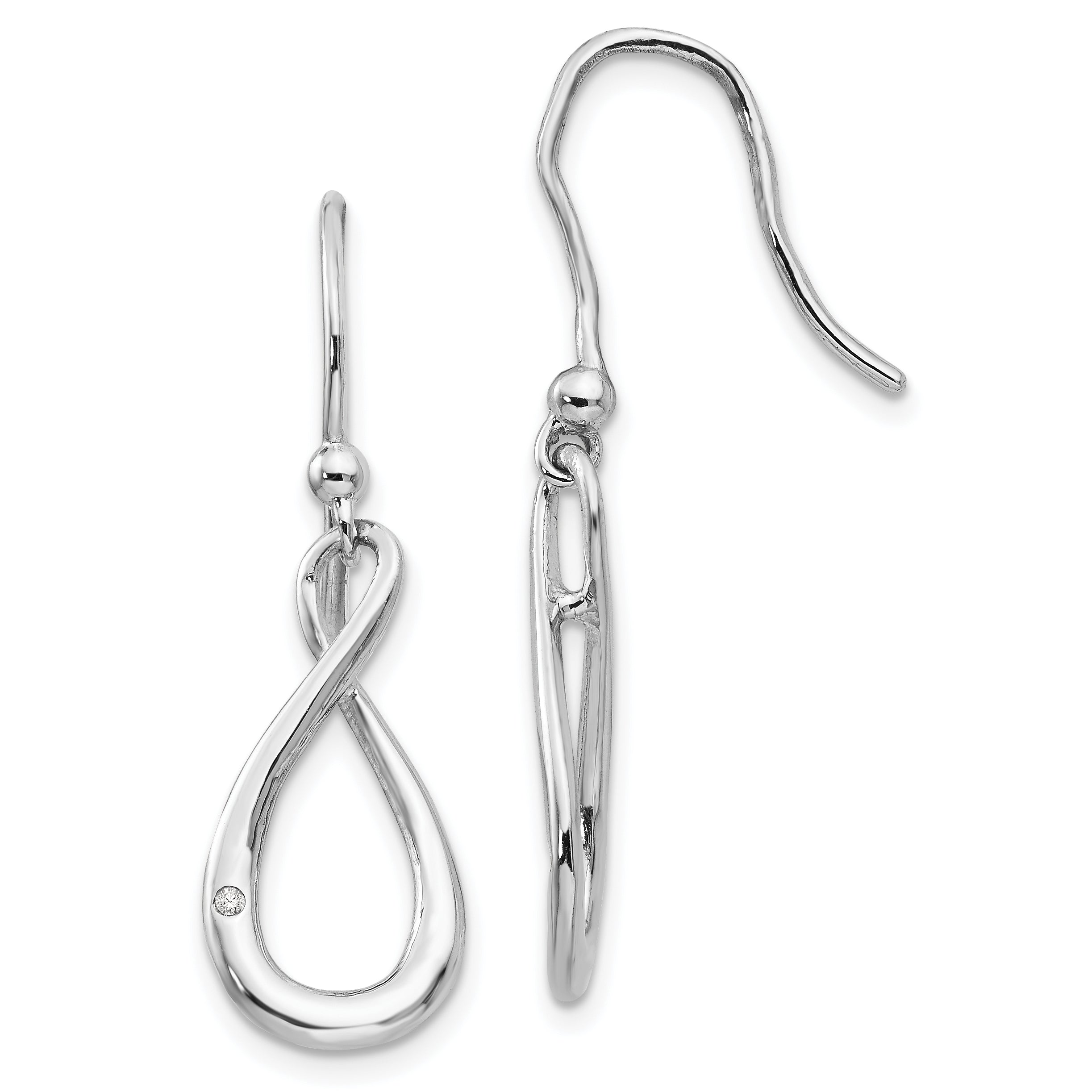 White Ice Sterling Silver Rhodium-plated Diamond Shepherd Hook Dangle Earrings Main image