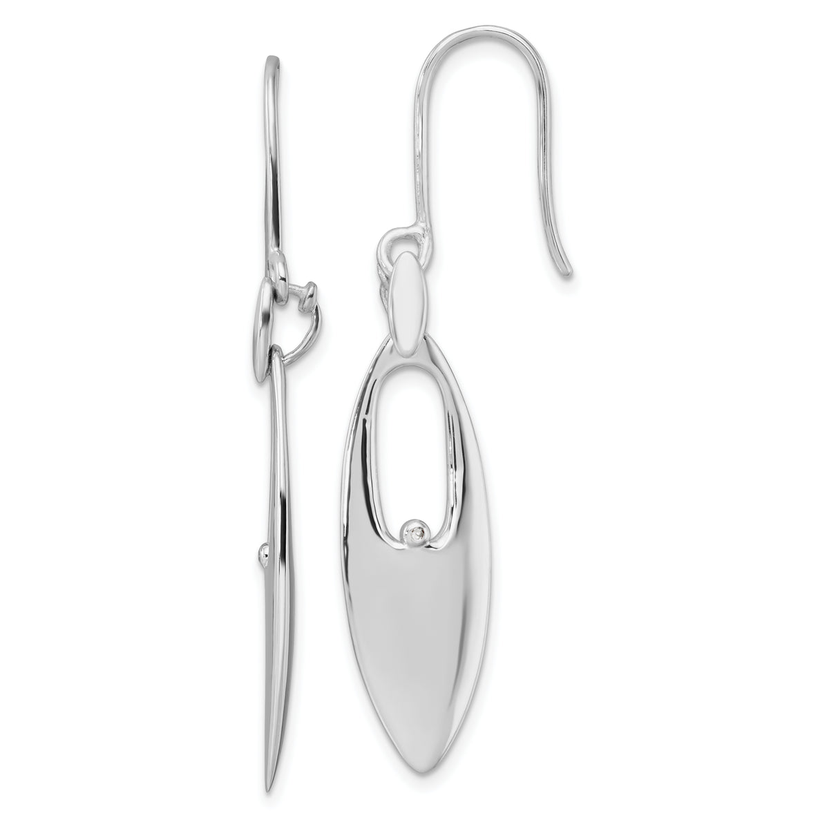 White Ice Sterling Silver Rhodium-plated Diamond Shepherd Hook Dangle Earrings