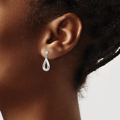 White Ice Sterling Silver Diamond Teardrop Dangle Earrings Gift Ready