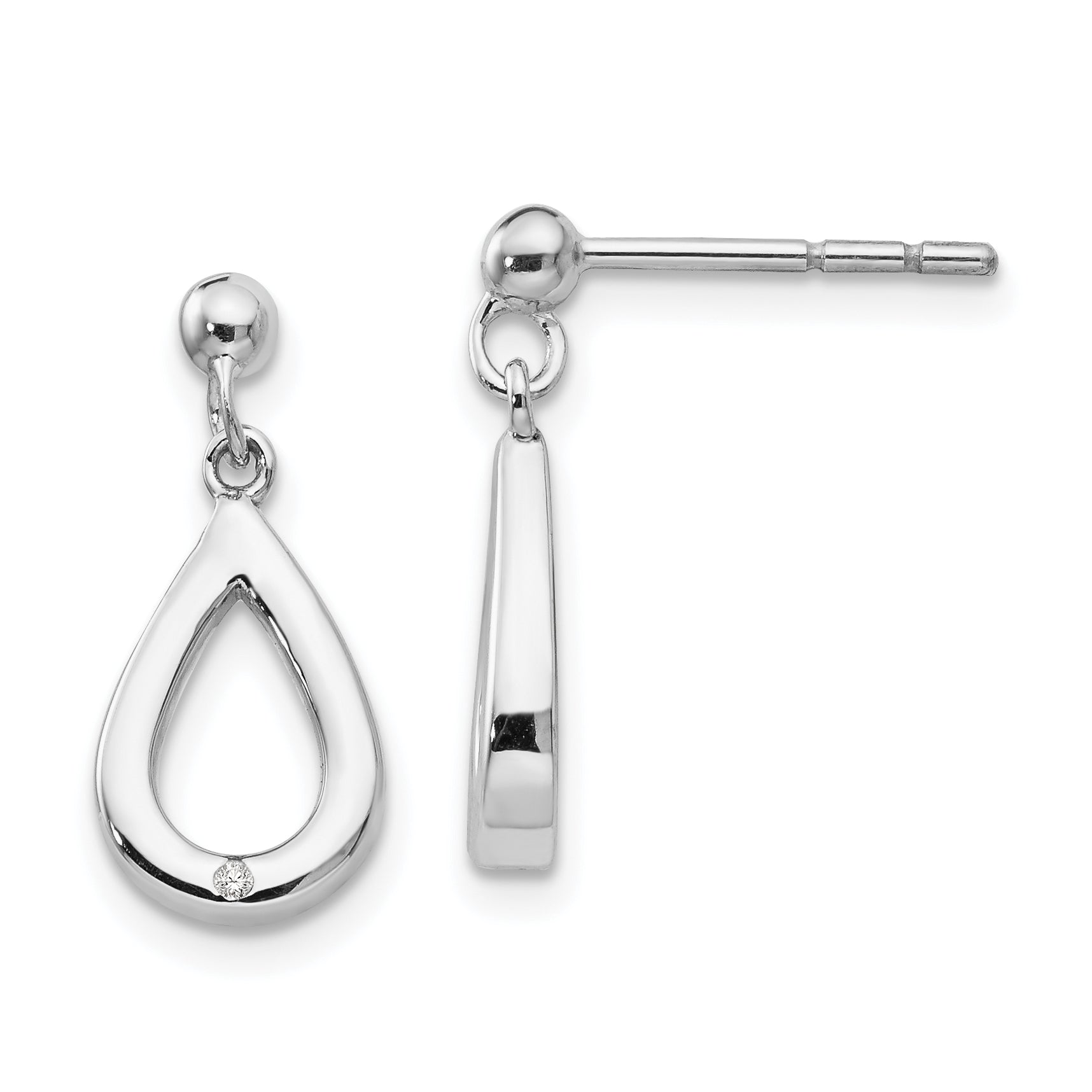 White Ice Sterling Silver Rhodium-plated Diamond Teardrop Dangle Post Earrings Main image