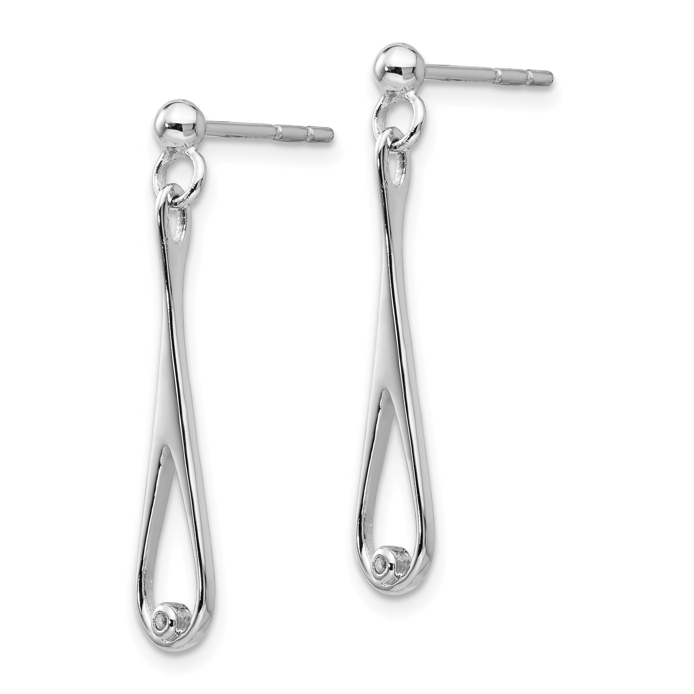 Sophia Jewelers Sterling Silver Diamond Dangle Earrings with Rhodium-Plated Elegance Secondary image