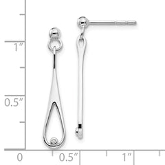Sophia Jewelers Sterling Silver Diamond Dangle Earrings with Rhodium-Plated Elegance