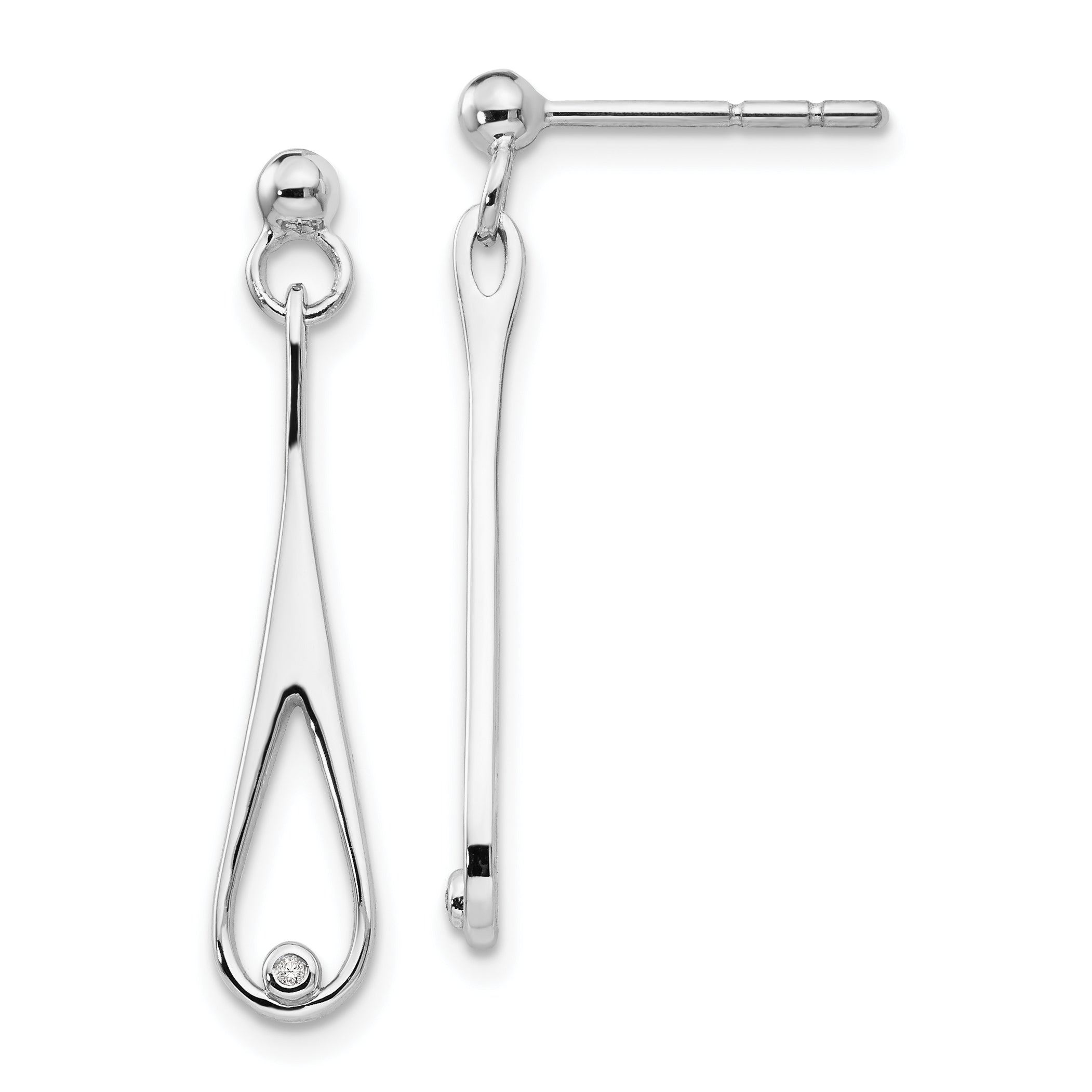 White Ice Sterling Silver Rhodium-plated Diamond Post Dangle Earrings Main image