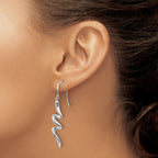 Sterling Silver Diamond Dangle Earrings with Rhodium Polish Gift Ready
