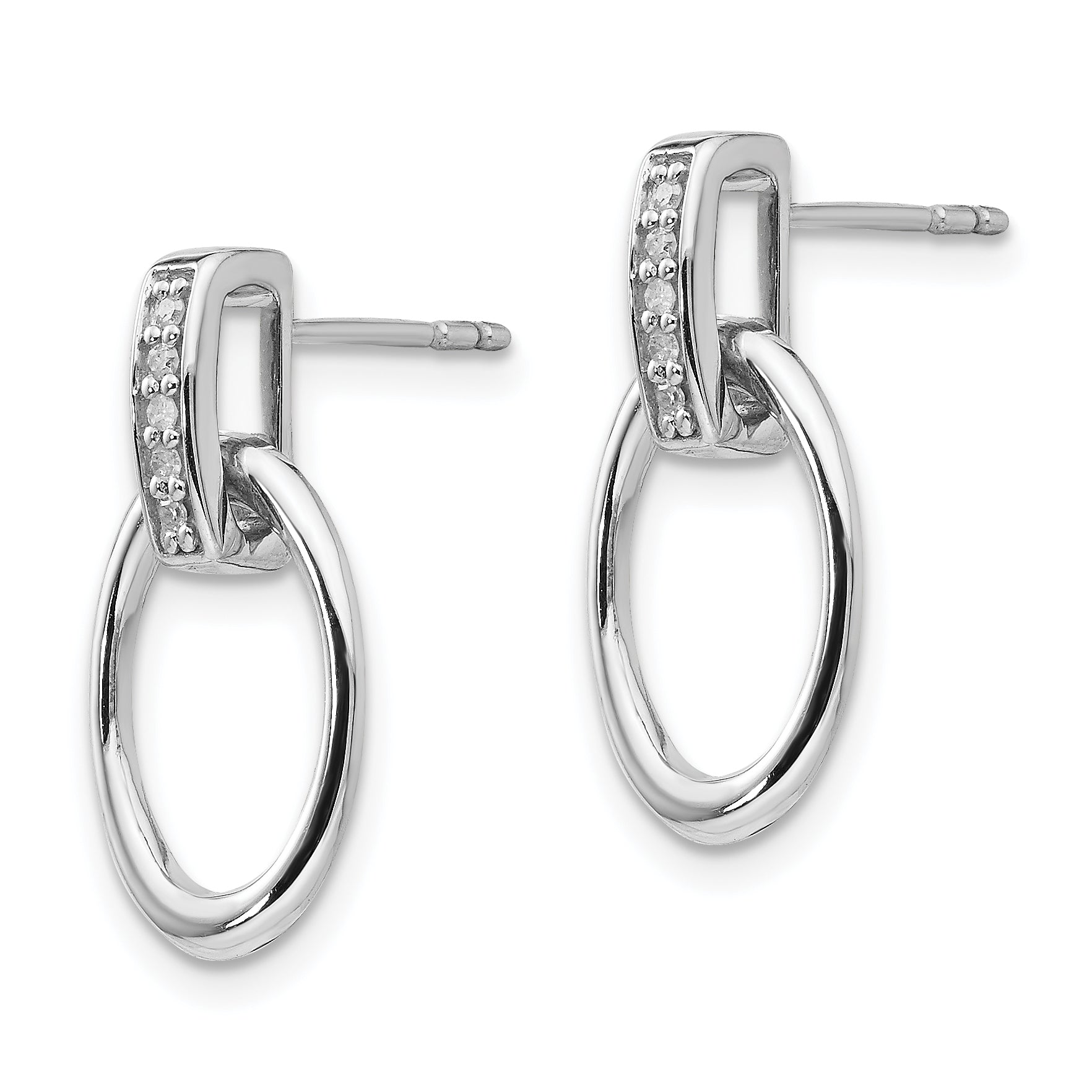 Sophia Jewelers Sterling Silver Diamond Dangle Earrings with Rhodium Finish