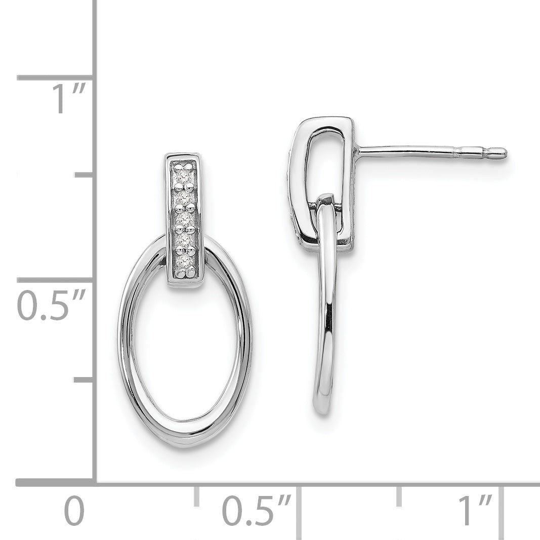 Sophia Jewelers Sterling Silver Diamond Dangle Earrings with Rhodium Finish