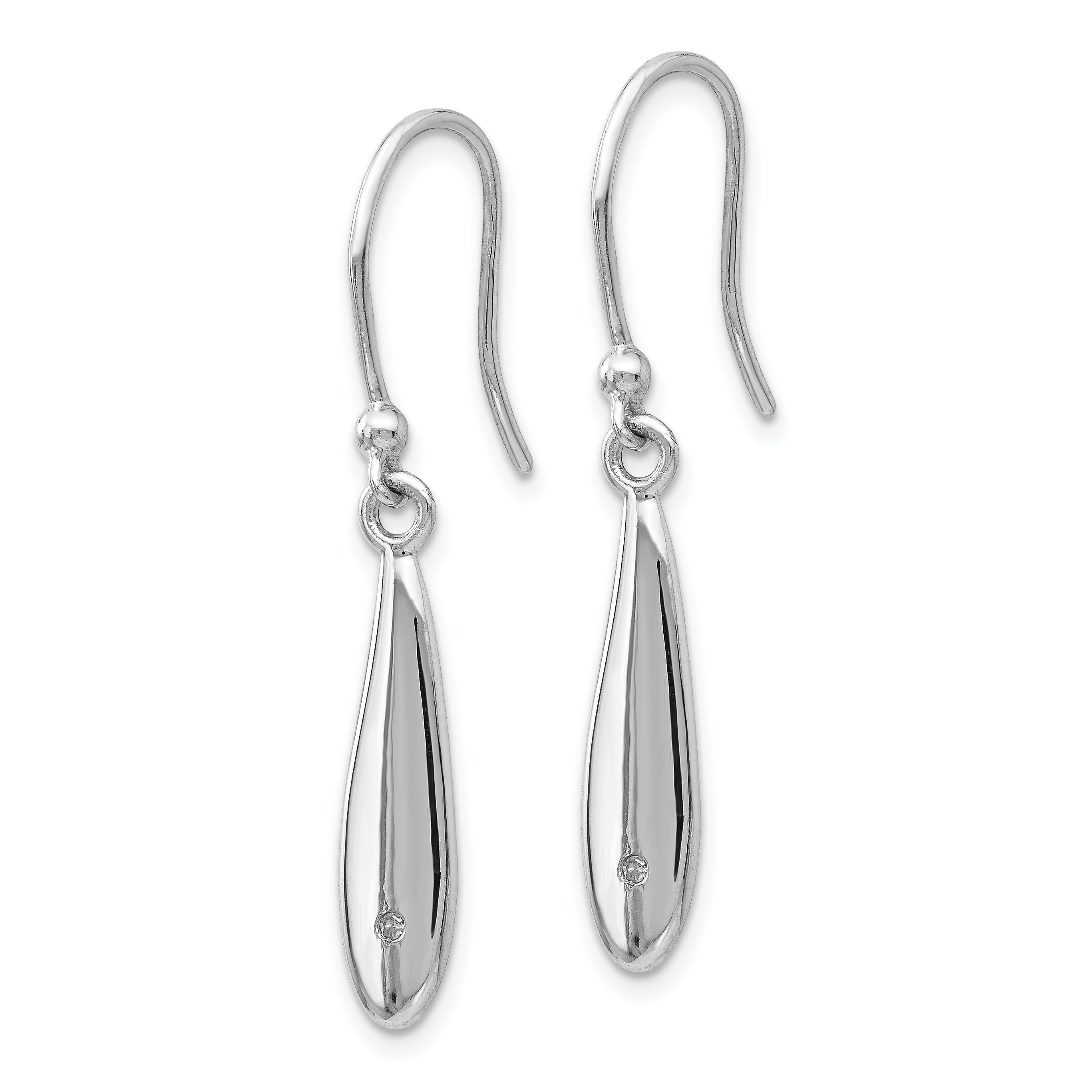 White Ice Sterling Silver Diamond Dangle Earrings with Polished Rhodium Finish Secondary image