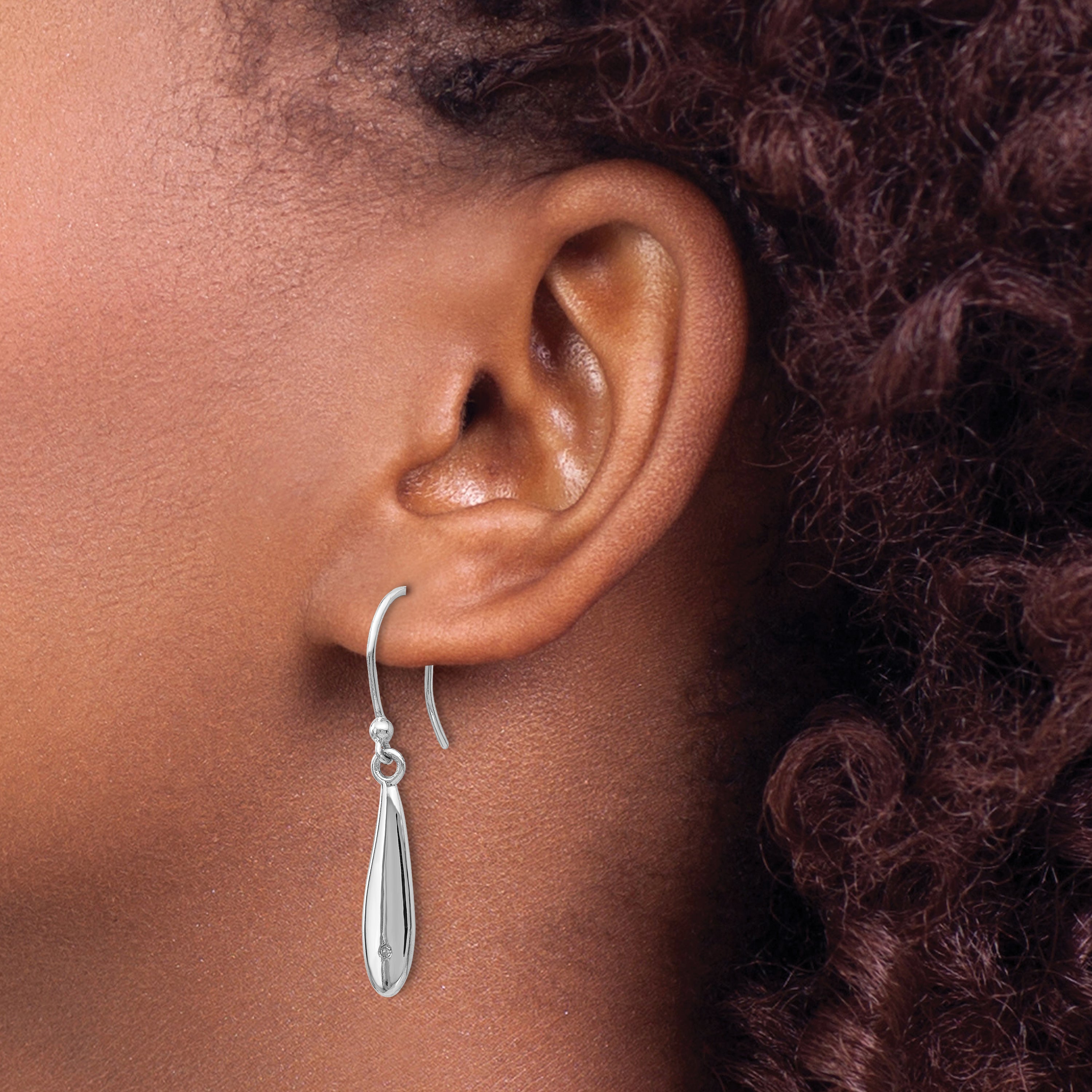 White Ice Sterling Silver Diamond Dangle Earrings with Polished Rhodium Finish