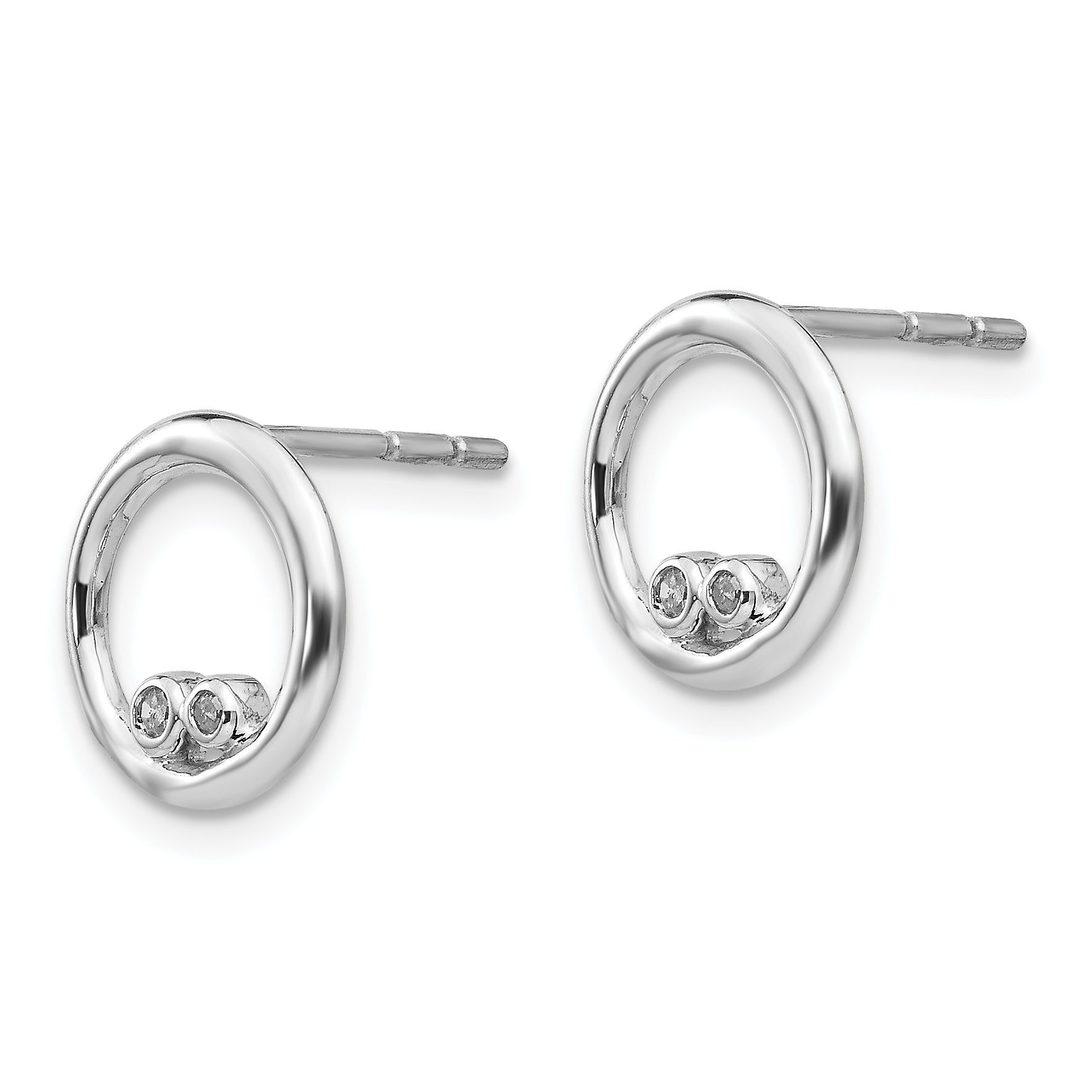 Sterling Silver Rhodium-Plated Diamond Earrings with Polished Finish Gift Ready