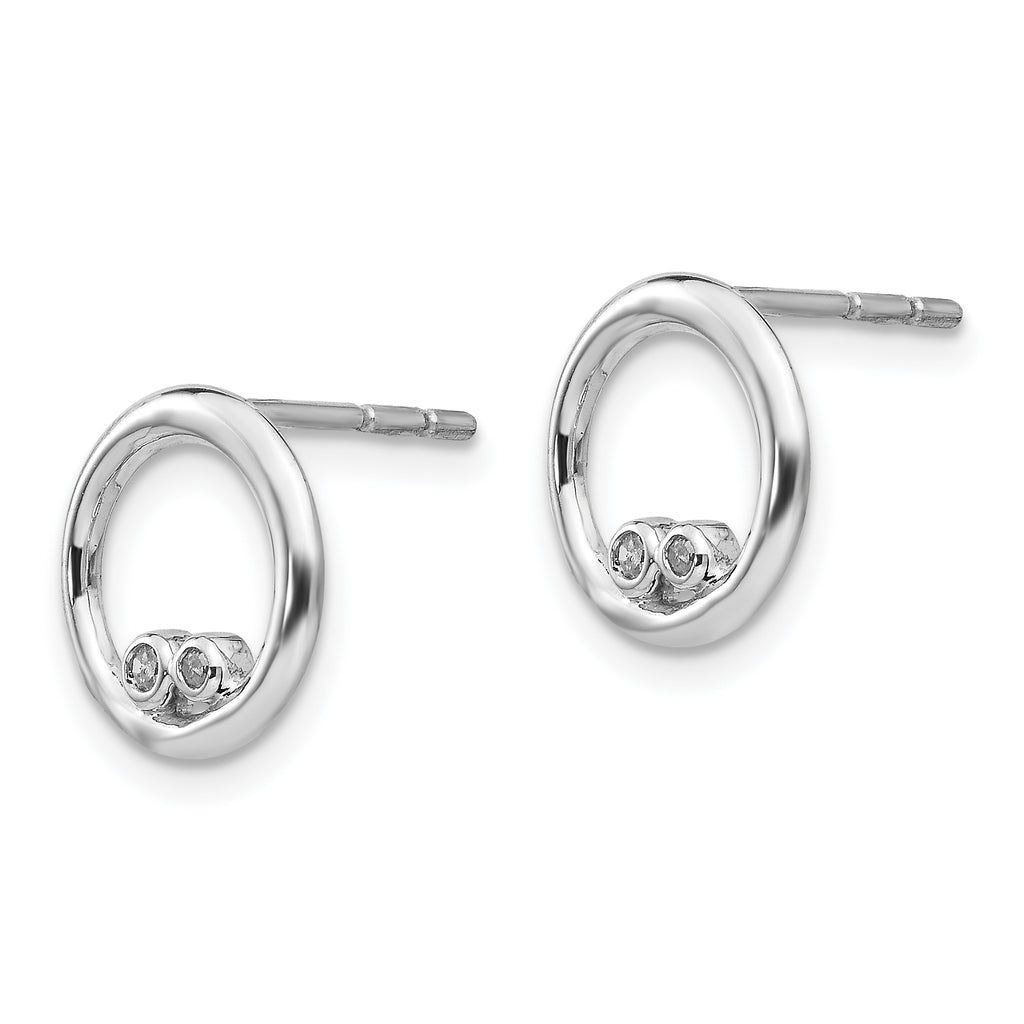 Sterling Silver Rhodium-Plated Diamond Earrings with Polished Finish Gift Ready