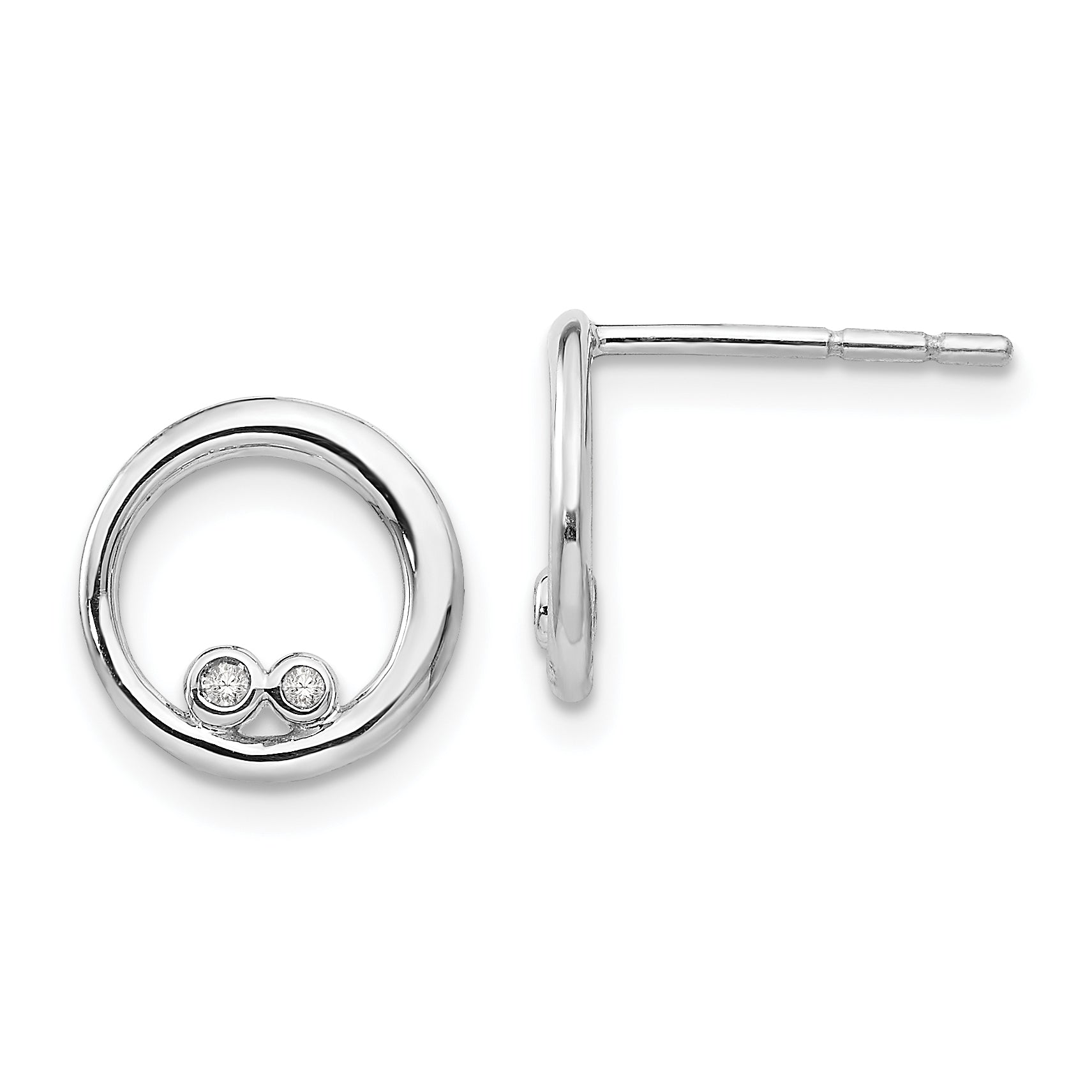 White Ice Sterling Silver Rhodium-plated Diamond Open Circle Post Earrings Main image