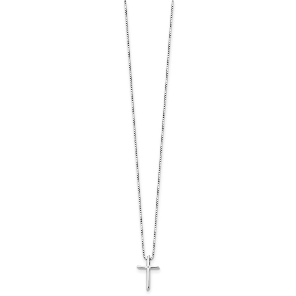 Diamond Cross Necklace in Sterling Silver, 18"