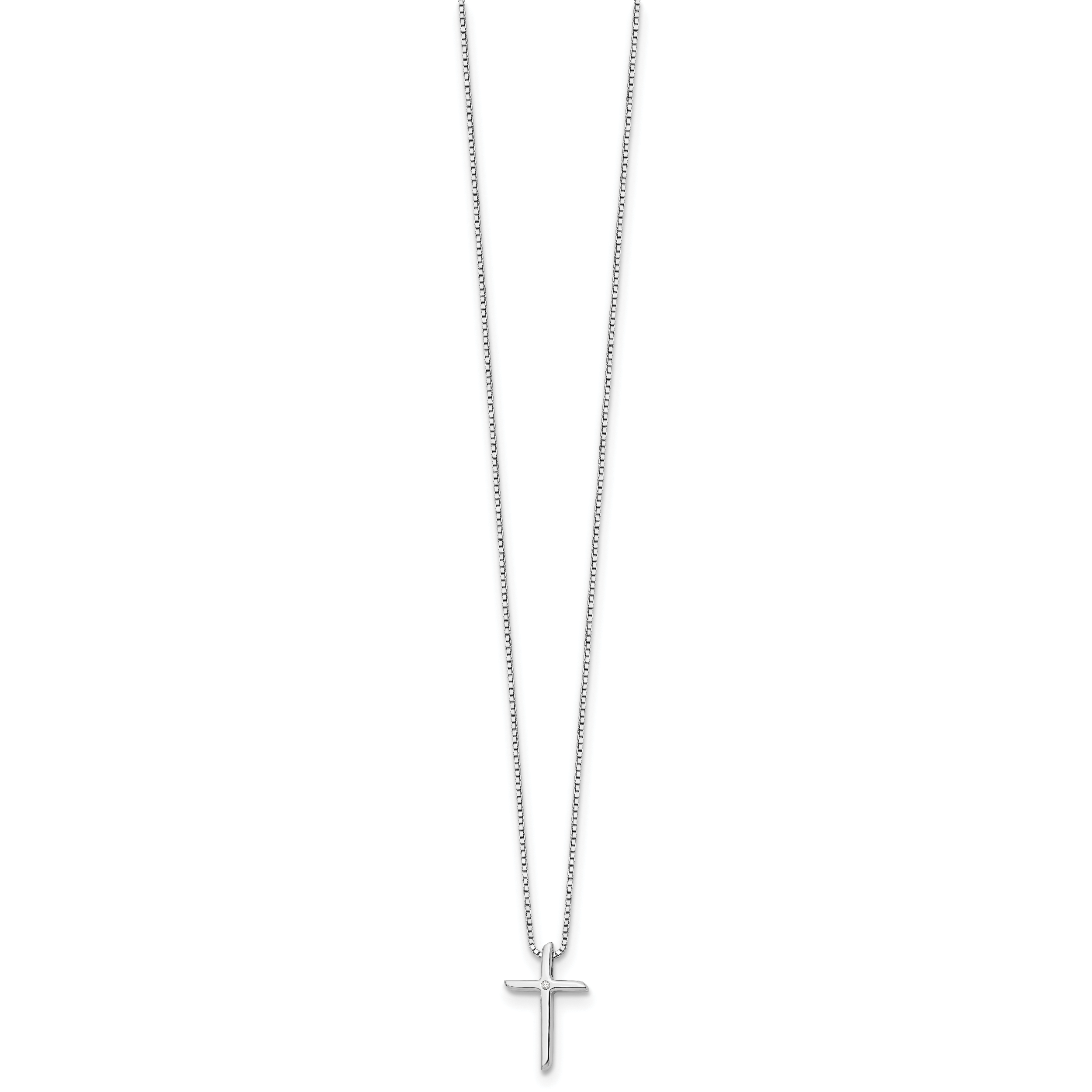 Diamond Cross Necklace in Sterling Silver, 18"