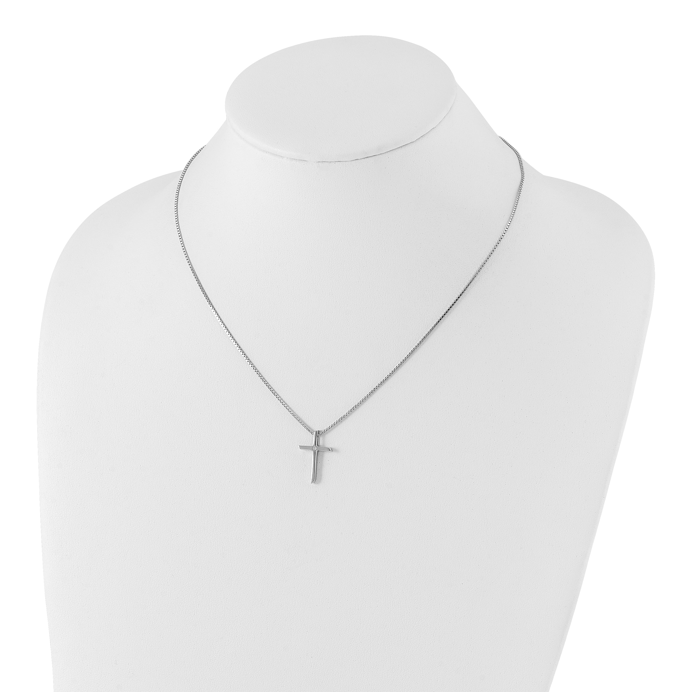 Diamond Cross Necklace in Sterling Silver, 18"