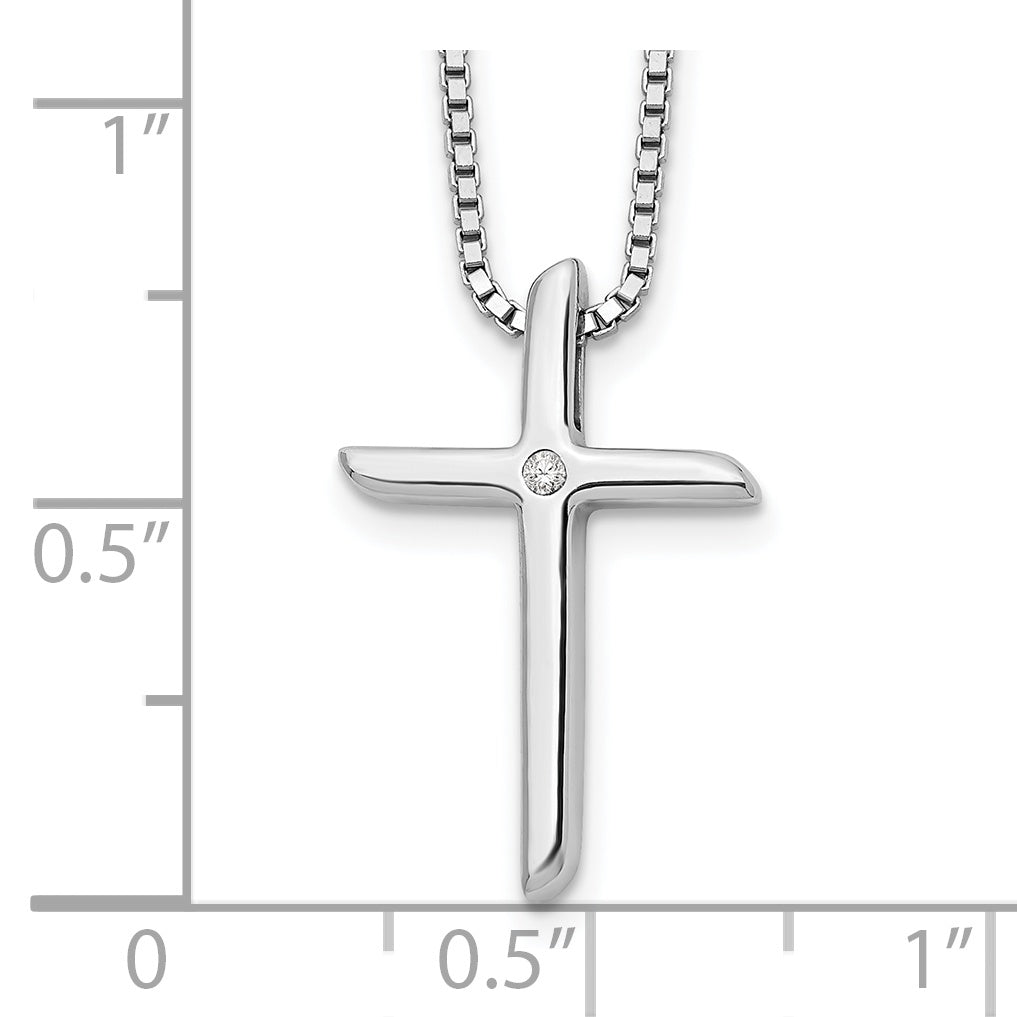 Diamond Cross Necklace in Sterling Silver, 18"