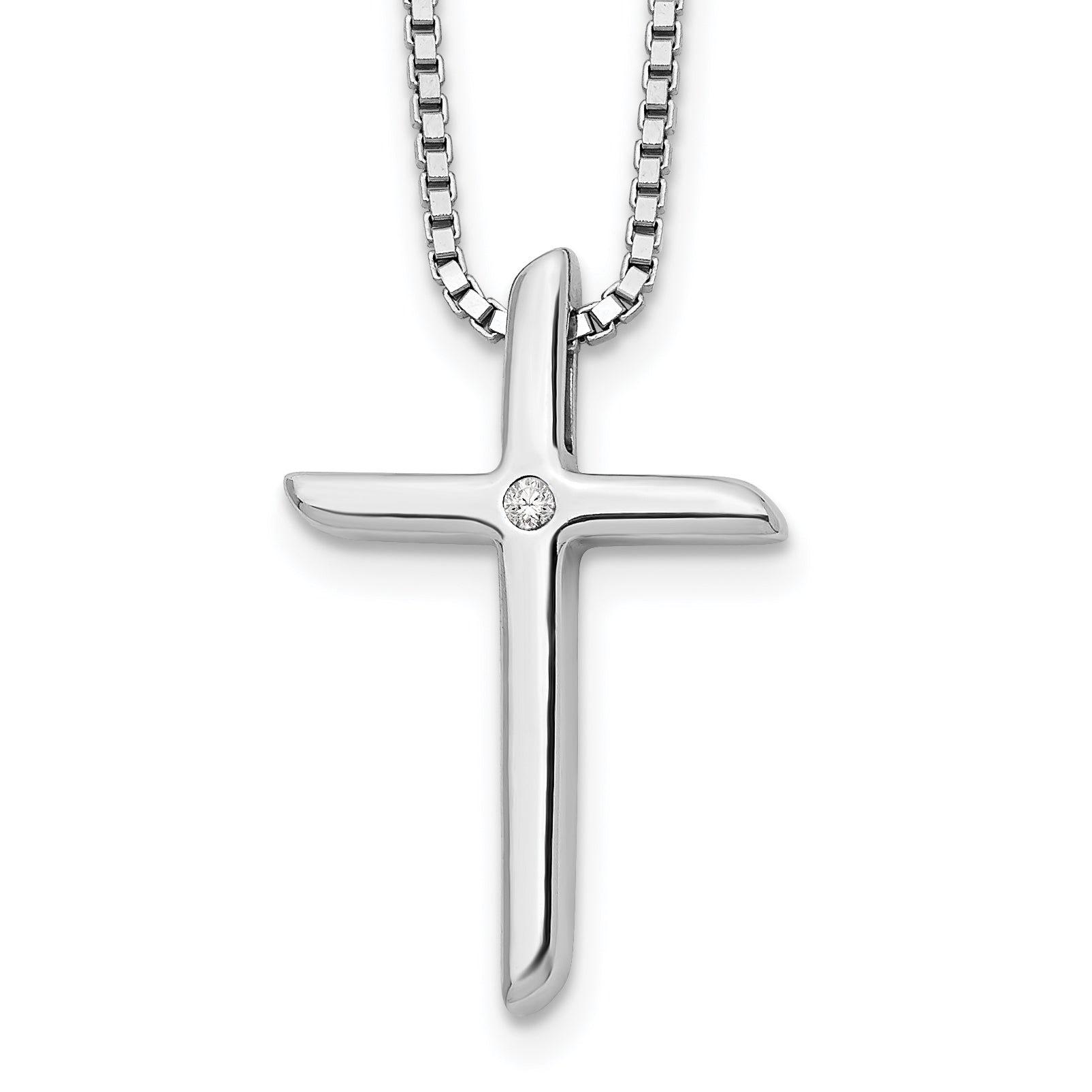 White Ice Sterling Silver Rhodium-plated 18 Inch Diamond Cross Necklace with 2 Inch Extender Main image