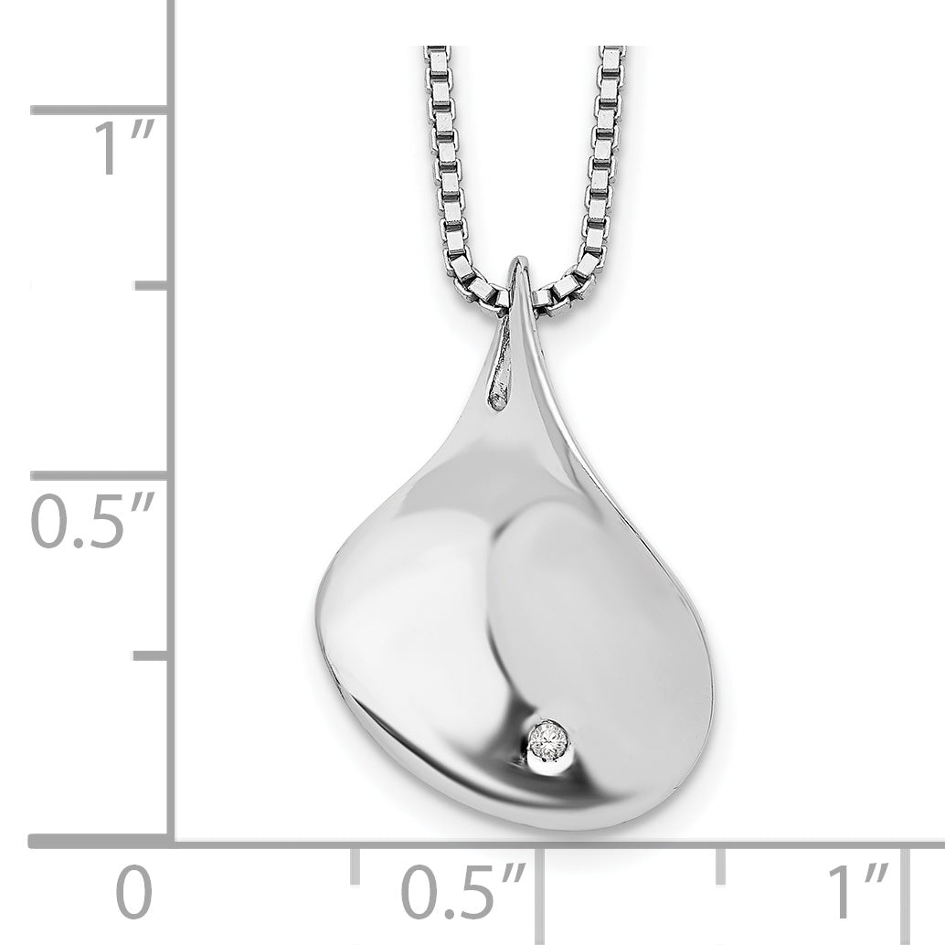 White Ice Sterling Silver Diamond Teardrop Necklace with Extender by Sophia Jewelers
