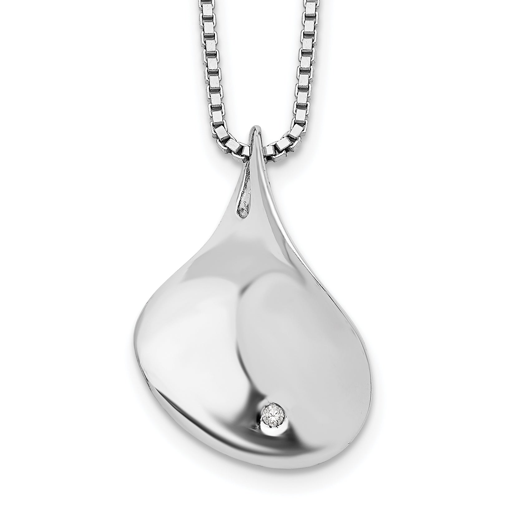 White Ice Sterling Silver Rhodium-plated 18 Inch Diamond Teardrop Necklace with 2 Inch Extender Main image