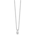 Sophia Jewelers Rhodium-Plated Silver Diamond Teardrop Necklace Elegant Gift-Ready Design